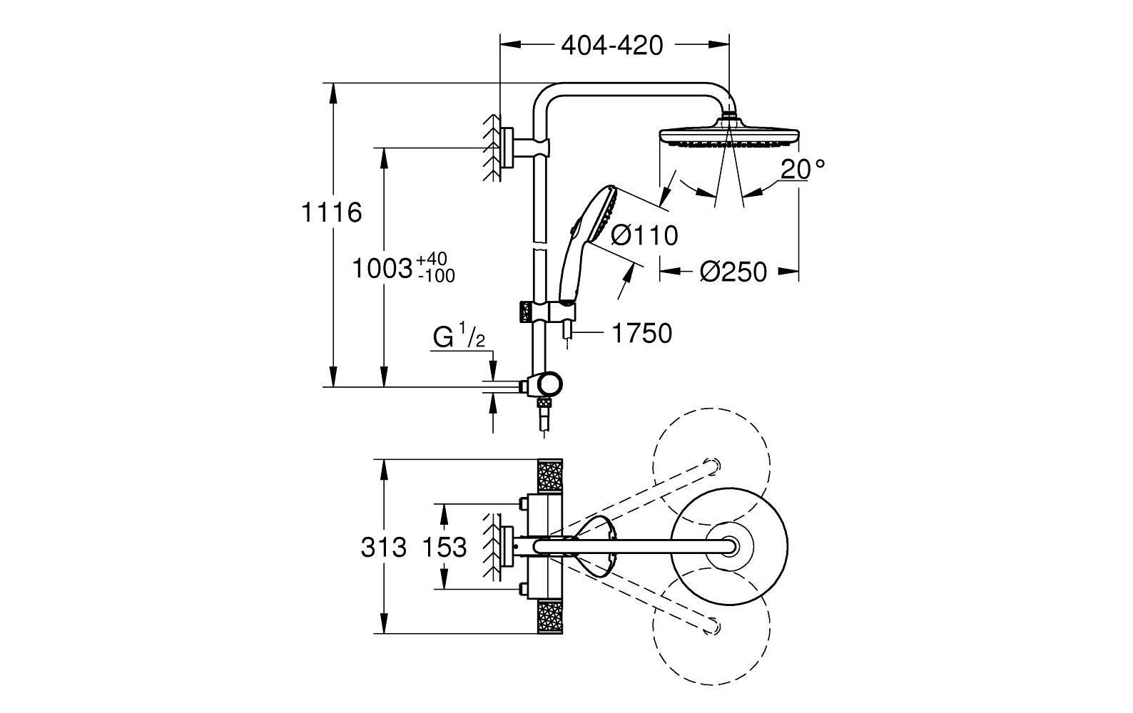 Grohe Duschsystem »Vitalio Start System 250«