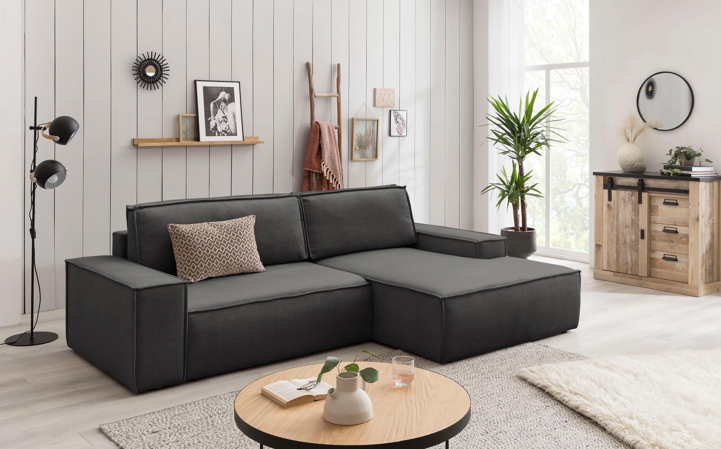 Ecksofa SHERWOOD Schlafsofa, mit Bettkasten, Cord-Bezug