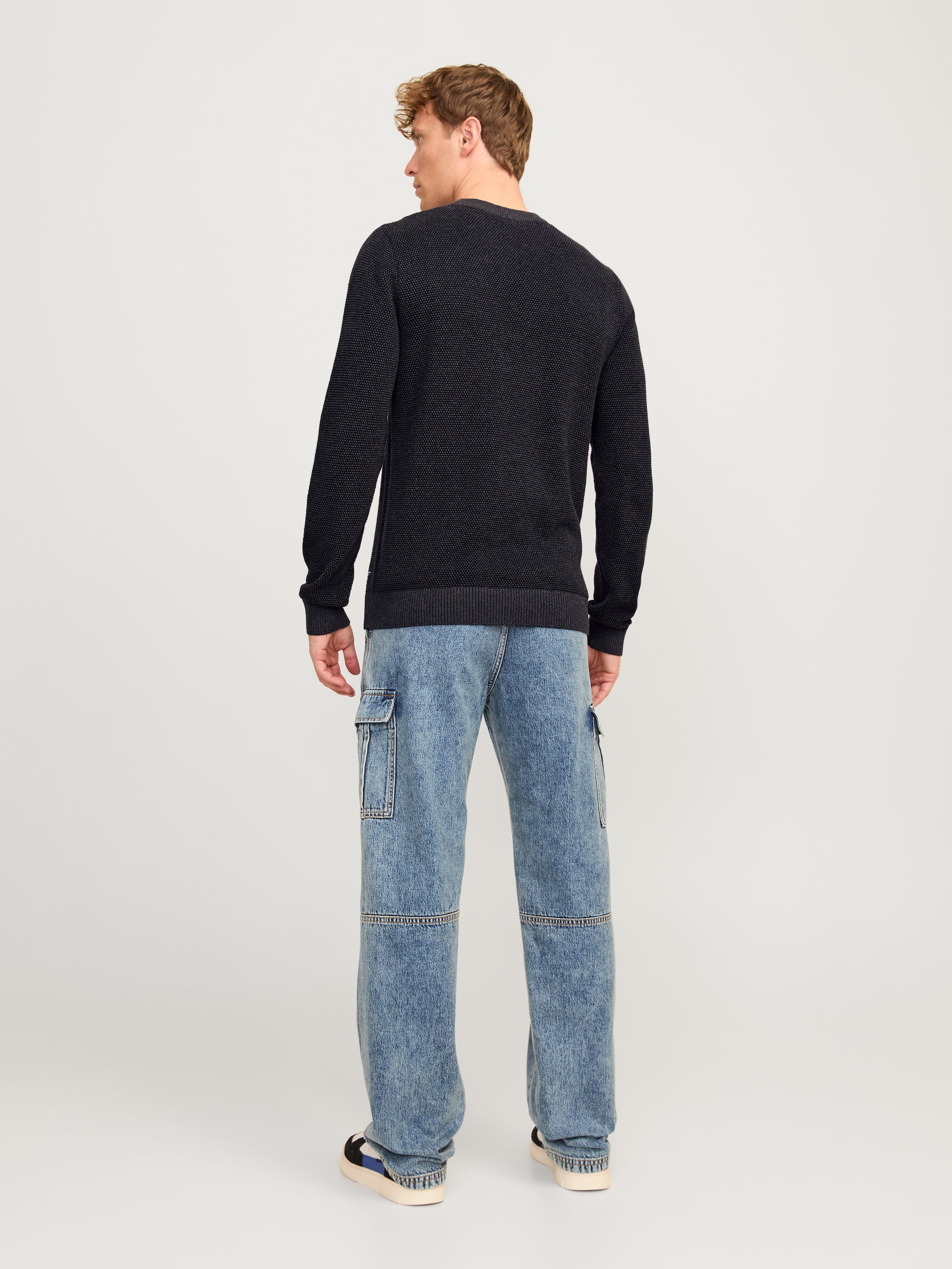 Jack & Jones Rundhalspullover »JJEGLOBE KNIT CREW NECK NOOS«, in Strick Optik