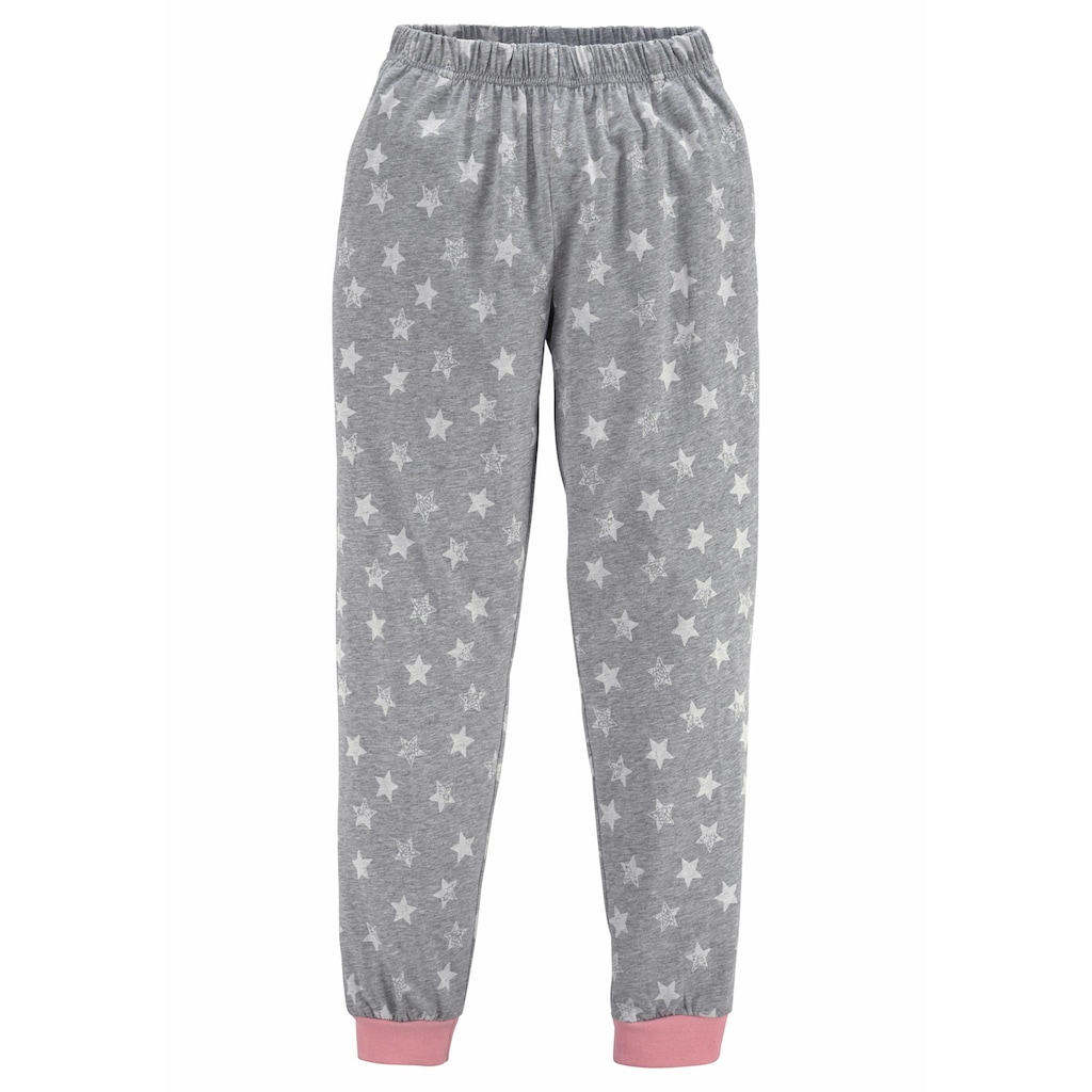 Vivance Pyjama, (2 tlg., 1 Stück), in langer Form mit Sternen Print