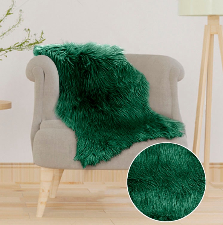 Home affaire Fellteppich »Valeria«, fellförmig, 60 mm Höhe, Kunstfell Teppich rund, besonders weich und flauschig, fussbodenheizungsgeeignet, pflegeleicht, ideale Teppiche für Wohnzimmer, Schlafzimmer und Esszimmer