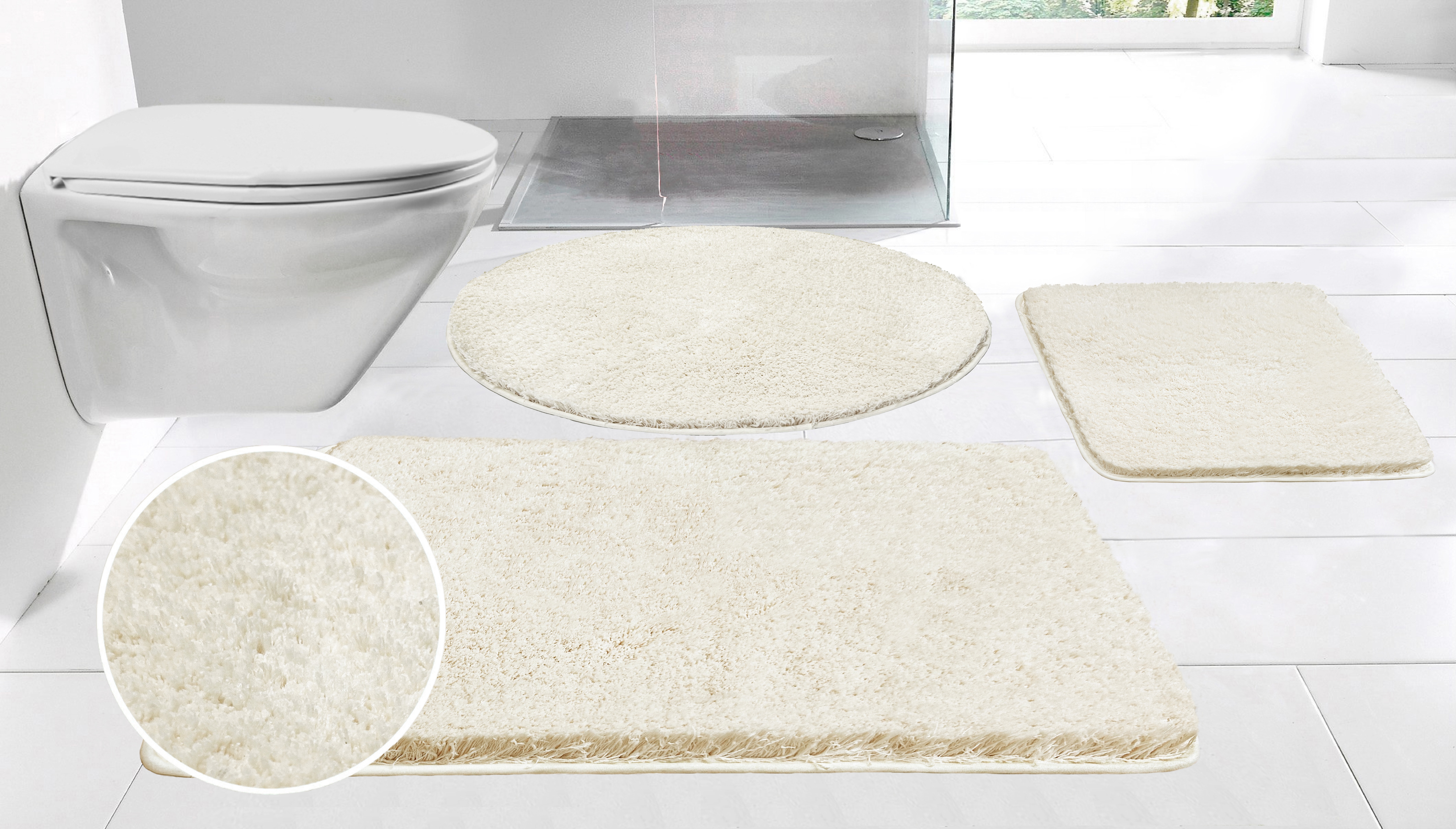 Möve Badematte »Superwuschel, Badvorleger, Badezimmer Teppich« Höhe 40 mm rutschhemmend beschichtet fussbodenheizungsgeeignet schnell trocknend strapazierfähig Mikrofaser-Badematte, Badteppich, rechteckig, rund & als 3-tlg. Set