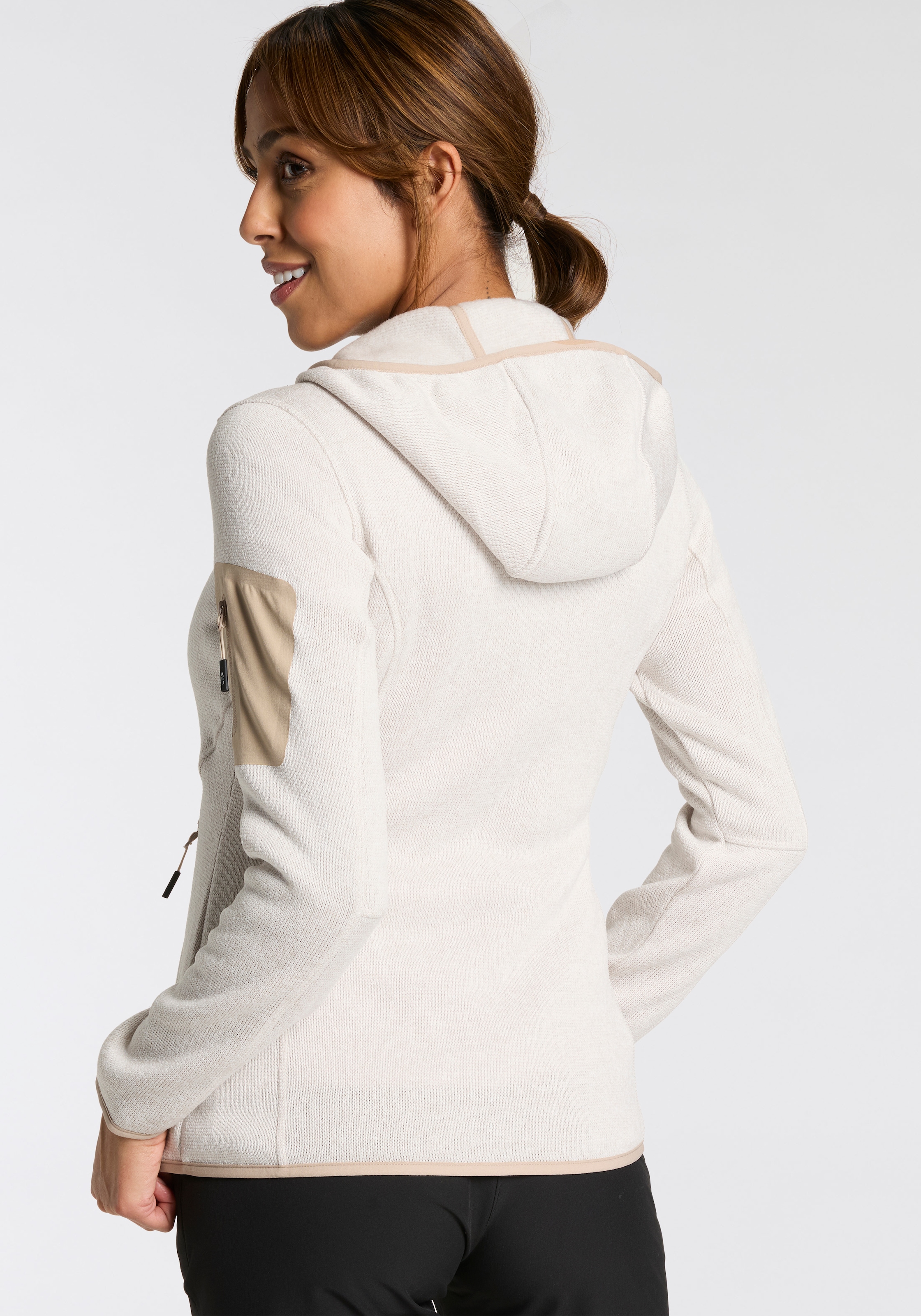 CMP Strickfleecejacke »KNITTED MELANGE HOODY WOMAN HOODY«, (1 St.), mit Kapuze, Wärmend und