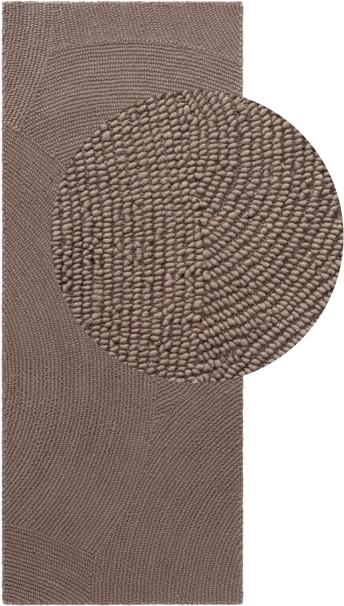 THE RUGS Eleni Wool Rug Hand Tufted Wool Geometric Area Rug Scandinavian Style in Brown | Size: 80cm x 200cm