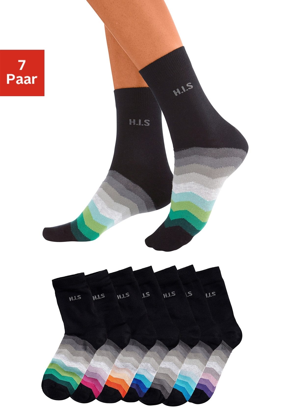 H.I.S Basicsocken, (Set, 7 online Schaft mit Paar), Schweiz Jelmoli-Versand bei kaufen schwarzem