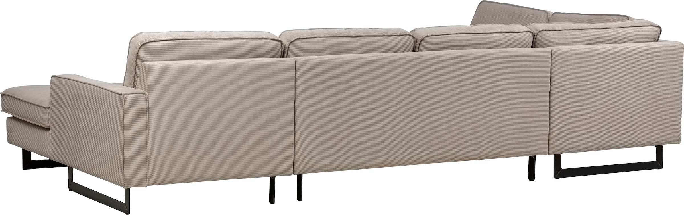 Places of Style Wohnlandschaft »Pinto, 350 cm, U-Form, XXL, mit Ottomanen«, Cord, Chenille, Lederoptik, mit Keder, Metallfüsse, Wellenunterfederung