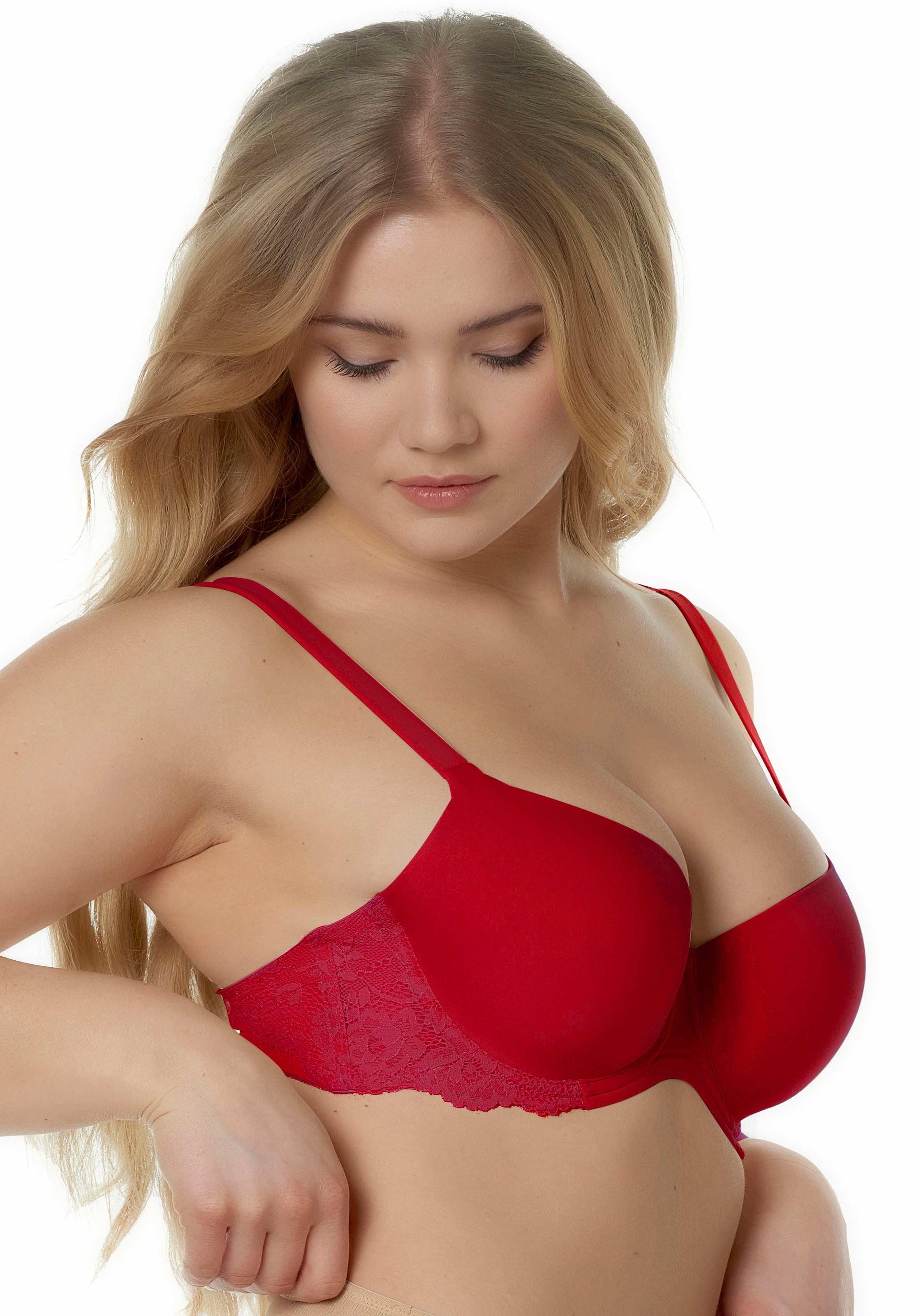 After Eden D-cup & up T-Shirt-BH »LIV« verstellbare Träger, mit Schale, mit Bügel, mit Spitze, feminin