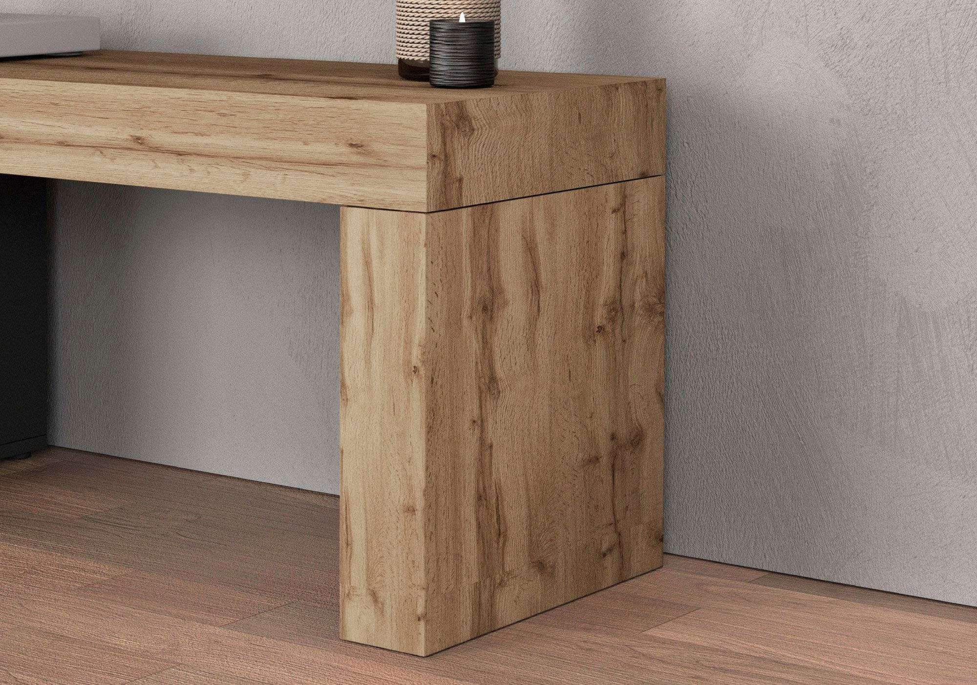 INOSIGN Lowboard »Chronos TV-Board, TV-Schrank«, (1 St., Breite verstellbar von 180 bis 260 cm), Breite 220 cm TV-Board,Lowboard,1 Klappe und ein L-Förmiger Aufsatz