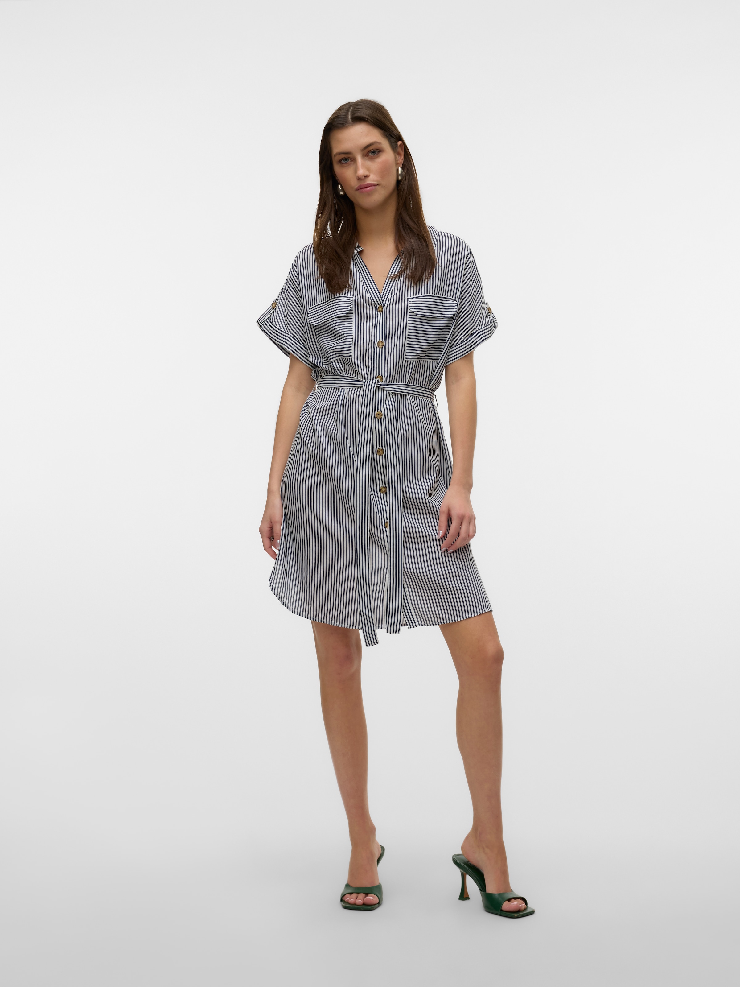 Vero Moda Midikleid »VMBUMPY SS SHORT SHIRT DRESS WVN GA NOOS«, Sommerkleid