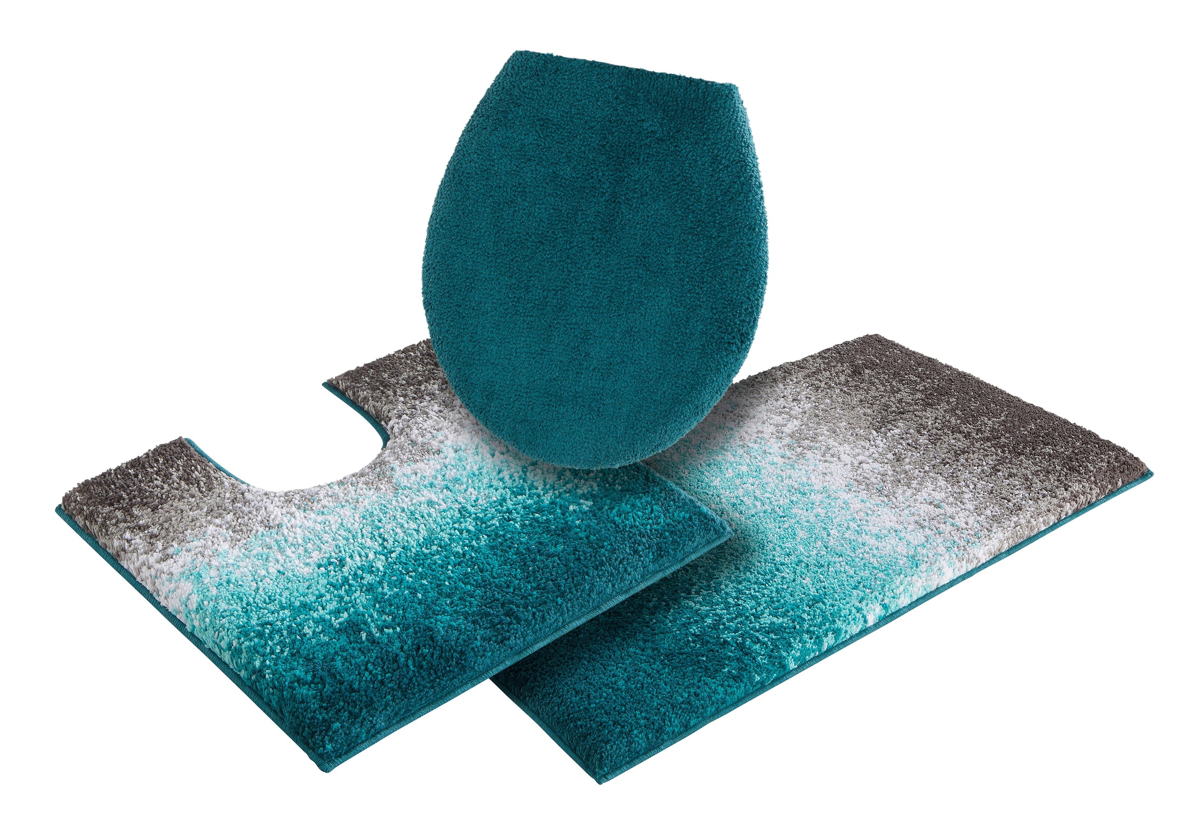 my home Badematte »Elif, Badvorleger, Badezimmer Teppich«, rutschhemmend beschichtet, fussbodenheizungsgeeignet-schnell trocknend-strapazierfähig, Ombré-Look, Badteppich, Badematten auch als 3 teiliges Set erhältlich