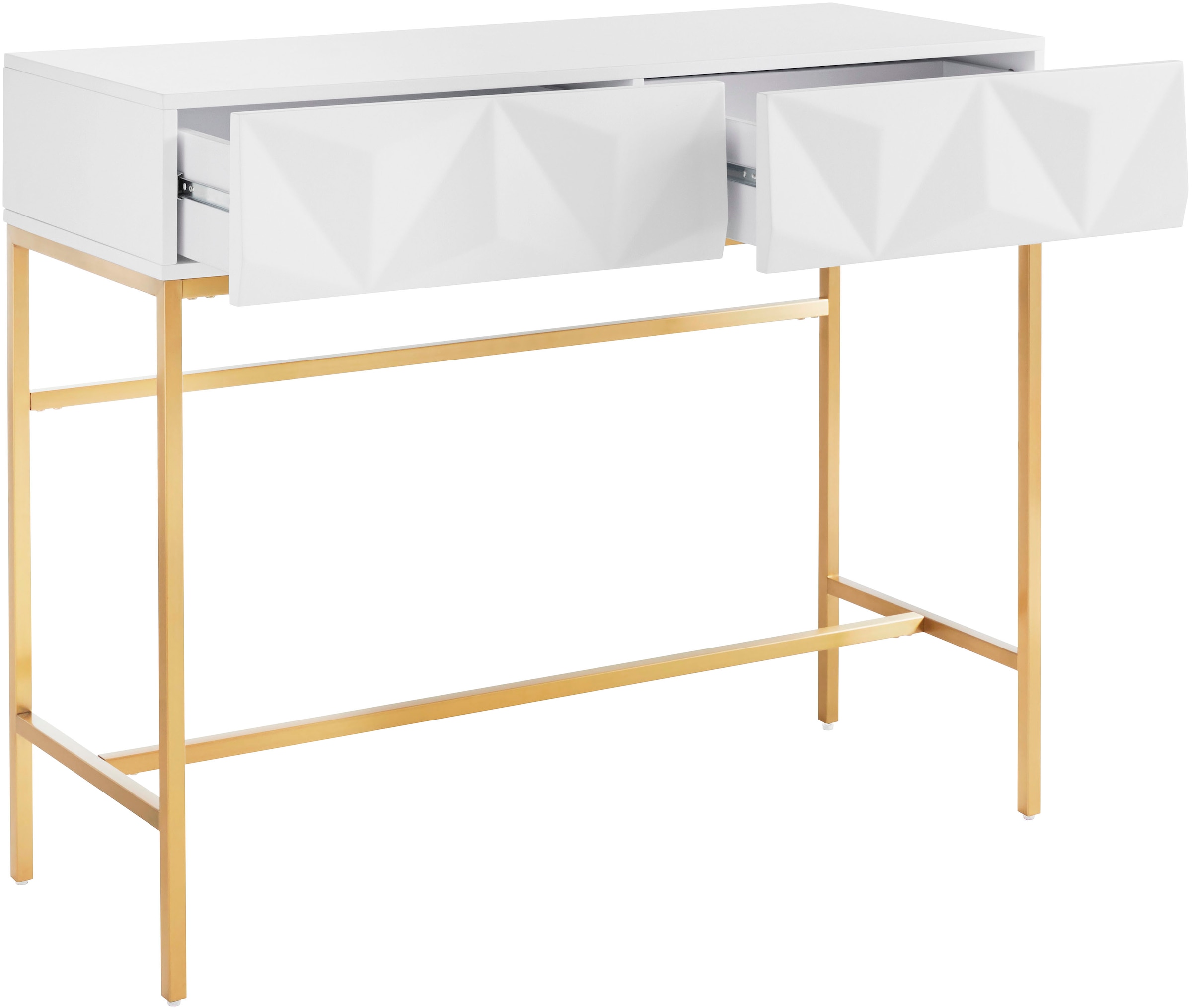Leonique Sideboard »Minfi, TOPSELLER!, OTTOs Choice«, in 3D-Optik, Konsolentisch mit goldfarbenem Metallgestell