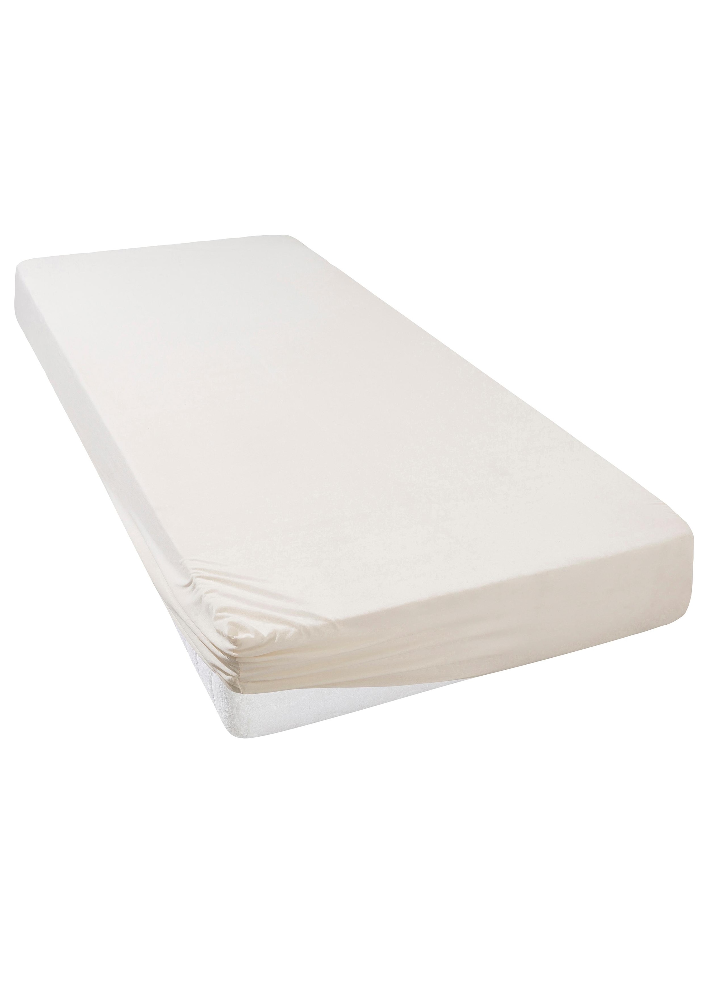 my home Spannbettlaken »Strawberry Edel Jersey, Premium Qualität in 115 g/m², mit Gummizug, 50% Baumwolle 50% Polyester, nachhaltig, unterstützt die Initiative Cotton made in Africa, bügelfrei, trocknergeeignet