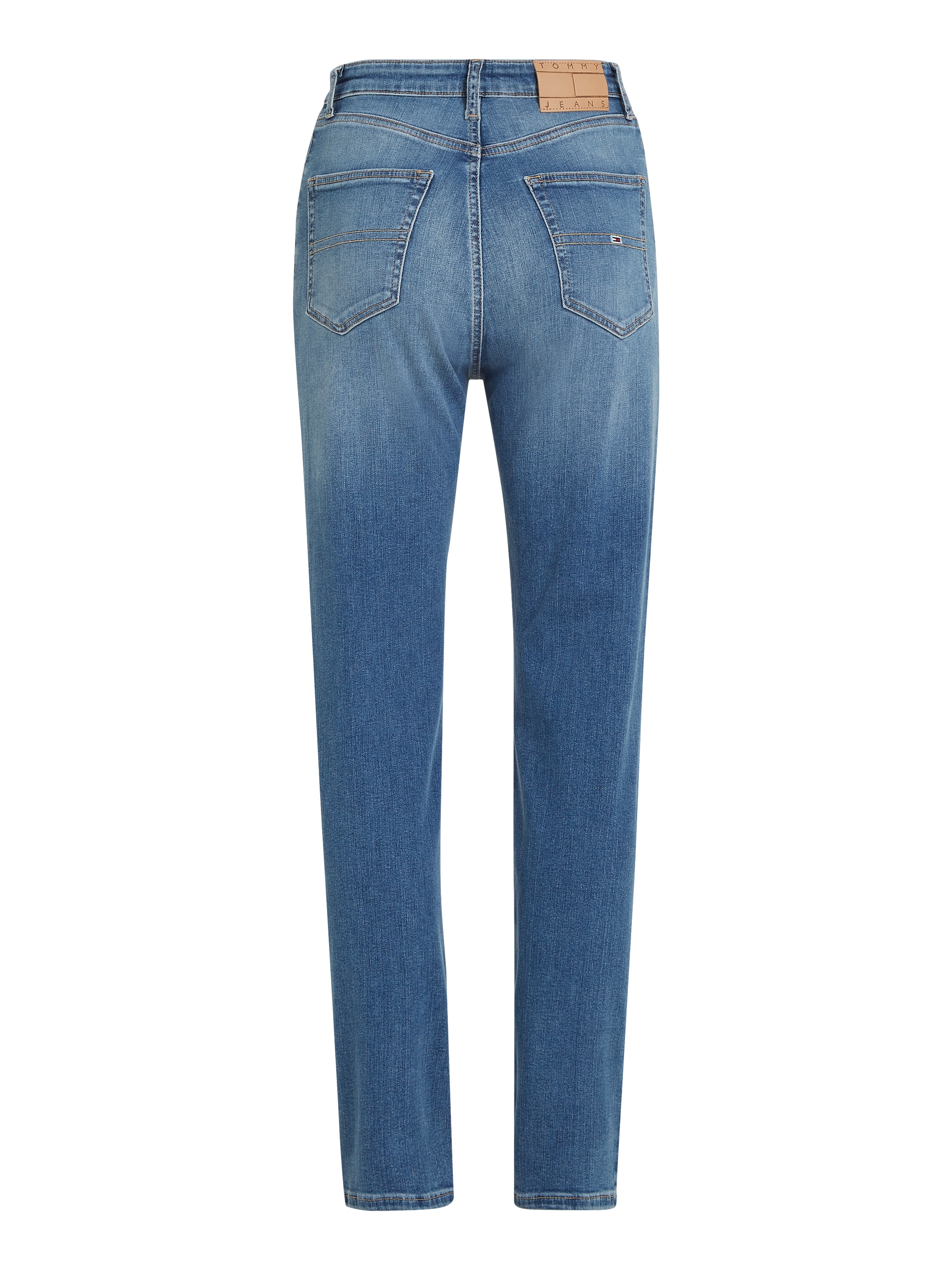 Tommy Jeans Straight-Jeans »Tommy Jeans JULIE - High Waist - Straight Jeans«, Gerade geschnittene denim Jeans mit hoher Taille und Tommy Logo-Badge