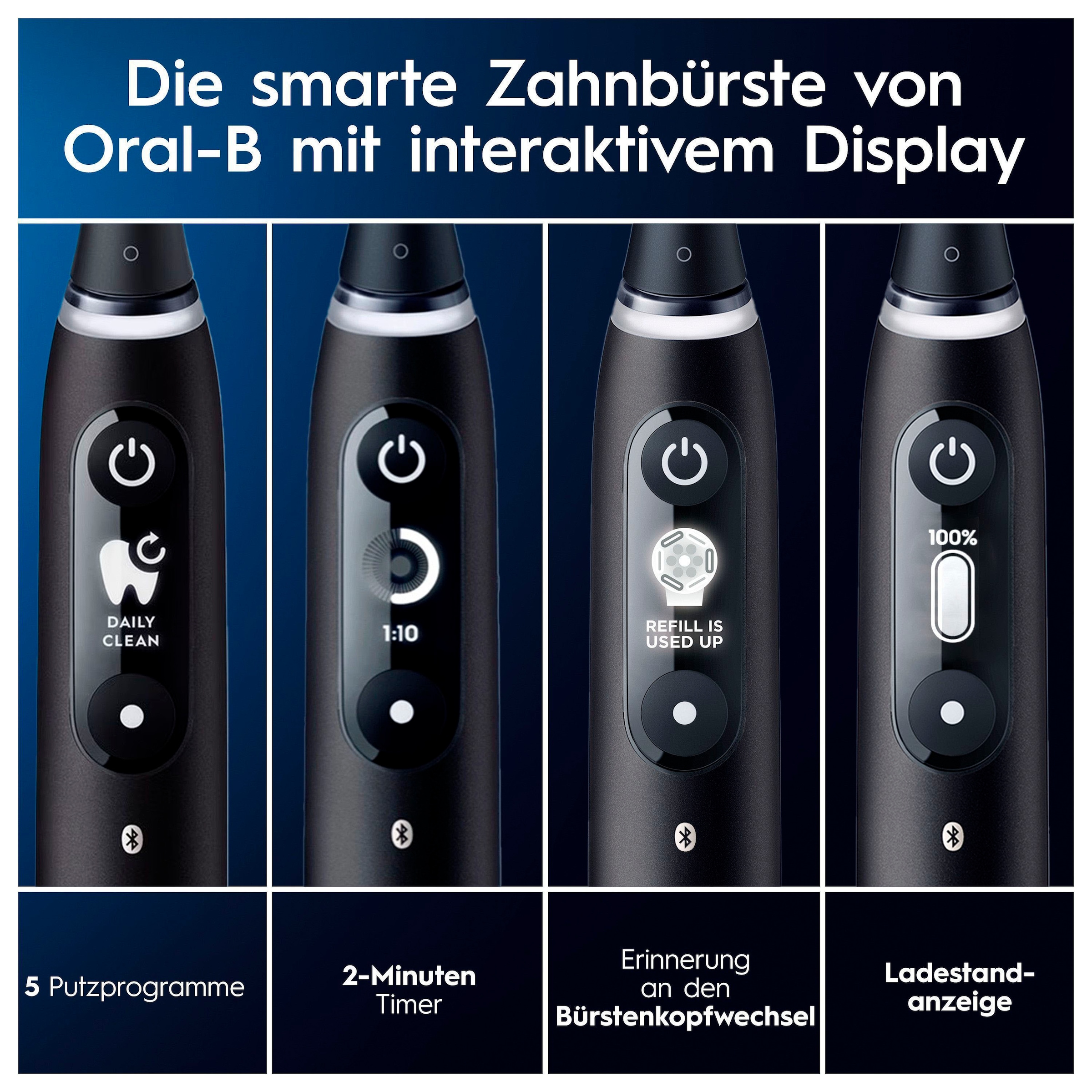 Oral-B Elektrische Zahnbürste »iO 6«, 2 St. Aufsteckbürsten, mit Magnet-Technologie, Display, 5 Putzmodi, Reiseetui