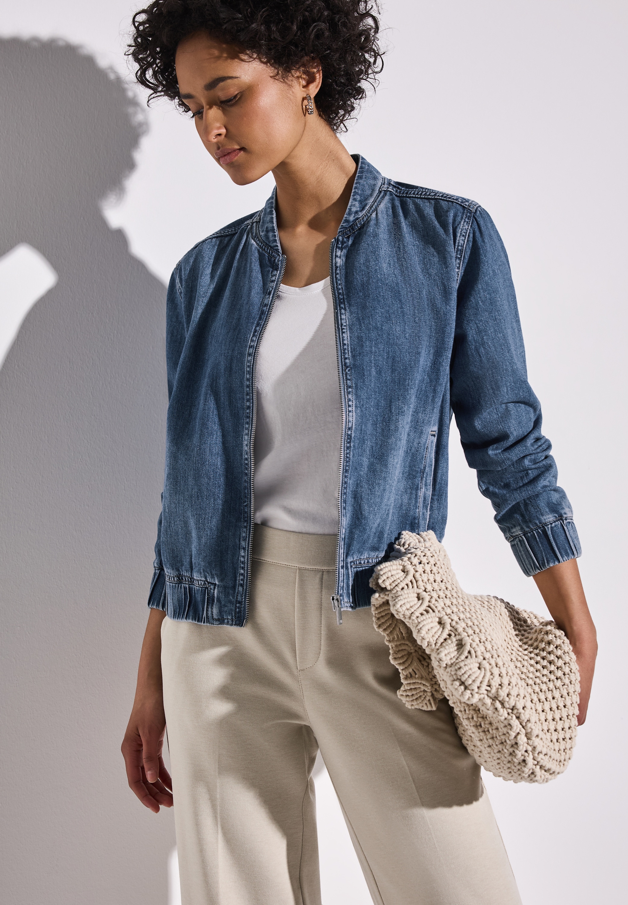 STREET ONE Blouson, ohne Kapuze, Denim, mit Reissverschluss