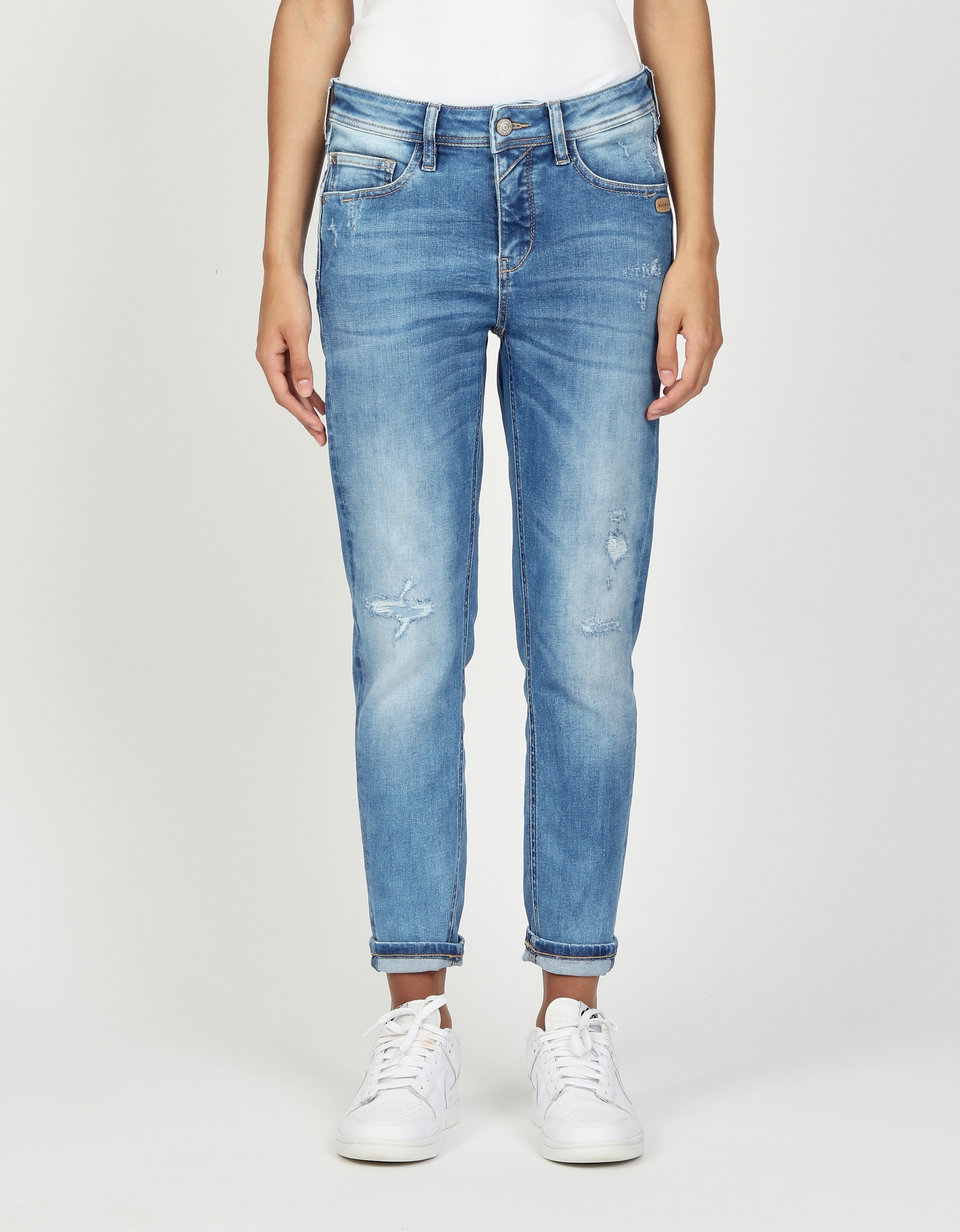 GANG Relax-fit-Jeans "94AMELIE CROPPED" aus robustem Gabardine Stretch