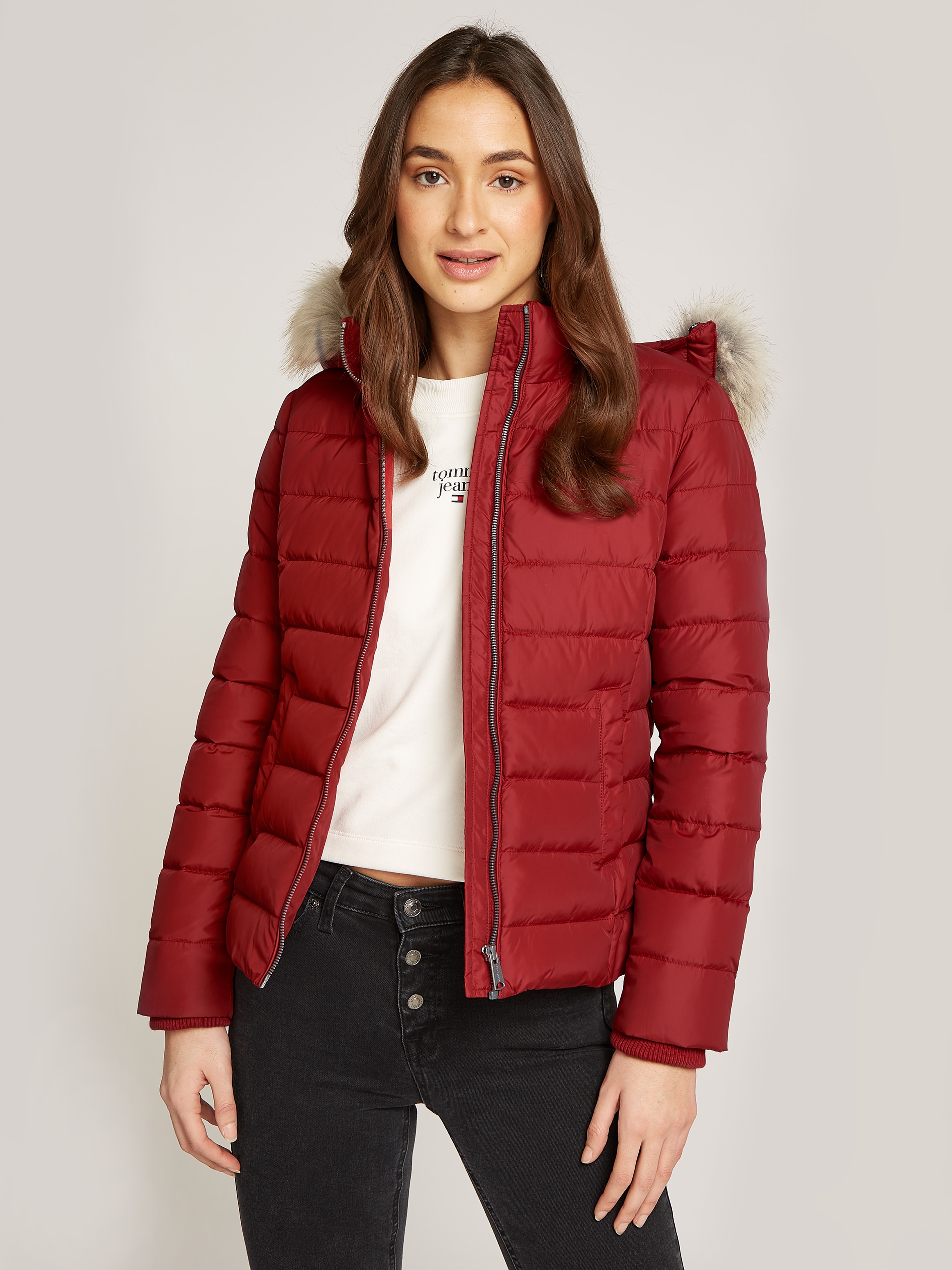 Tommy Jeans Curve Steppjacke »TJW BASIC HOODED DOWN JACKET EXT«, mit Kapuze, in Grossen Grössen, mit Kapuze