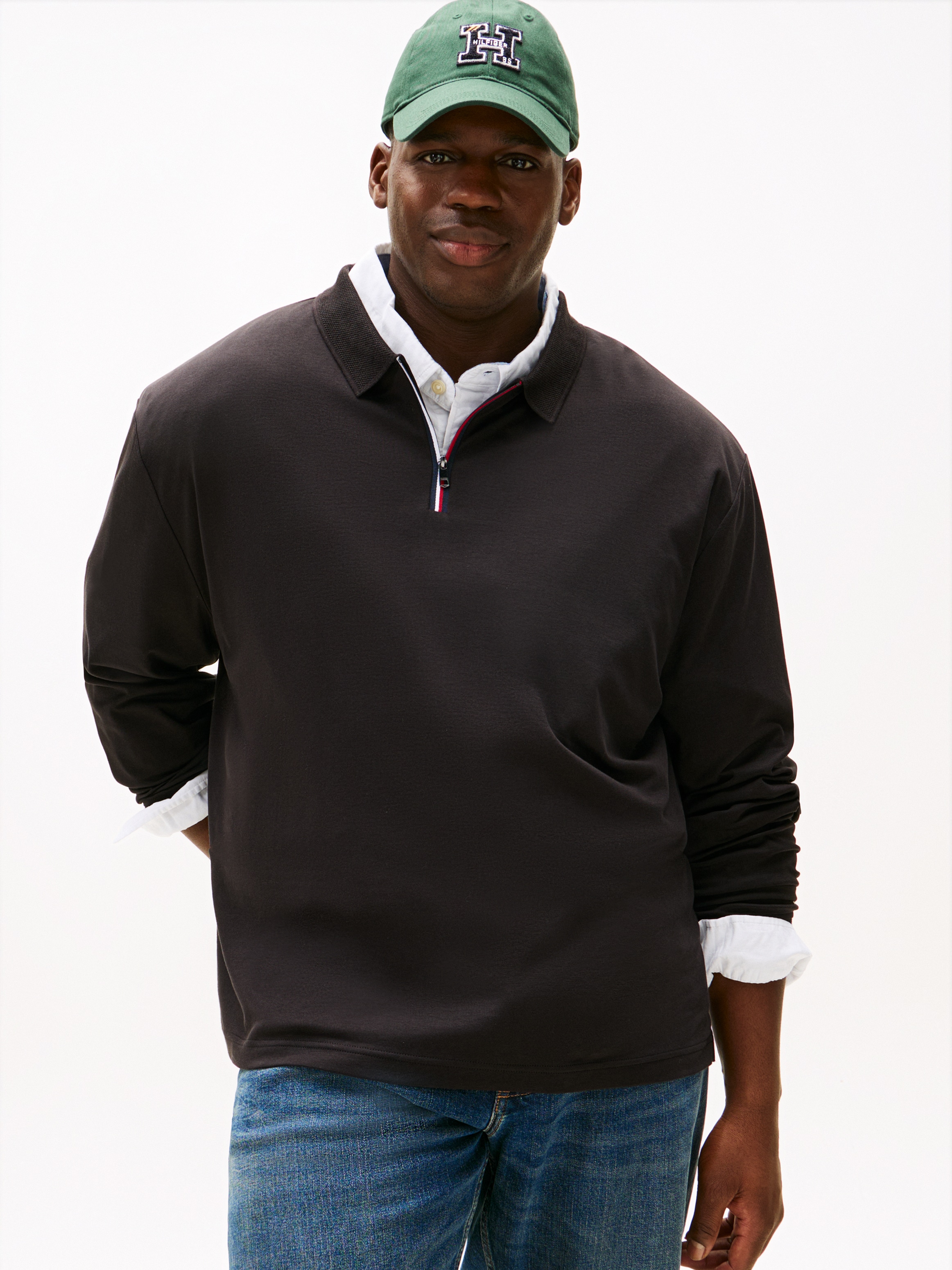 Tommy Hilfiger Big & Tall Langarm-Poloshirt "ZIP INTERLOCK POLO" Grosse Grössen
