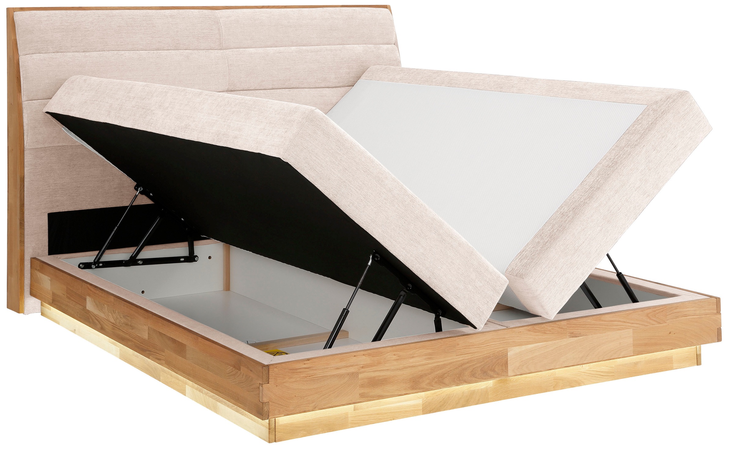 GOODproduct Boxspringbett, LED-Beleuchtung, mit zertifizierten, recycelten Bezugsstoffen