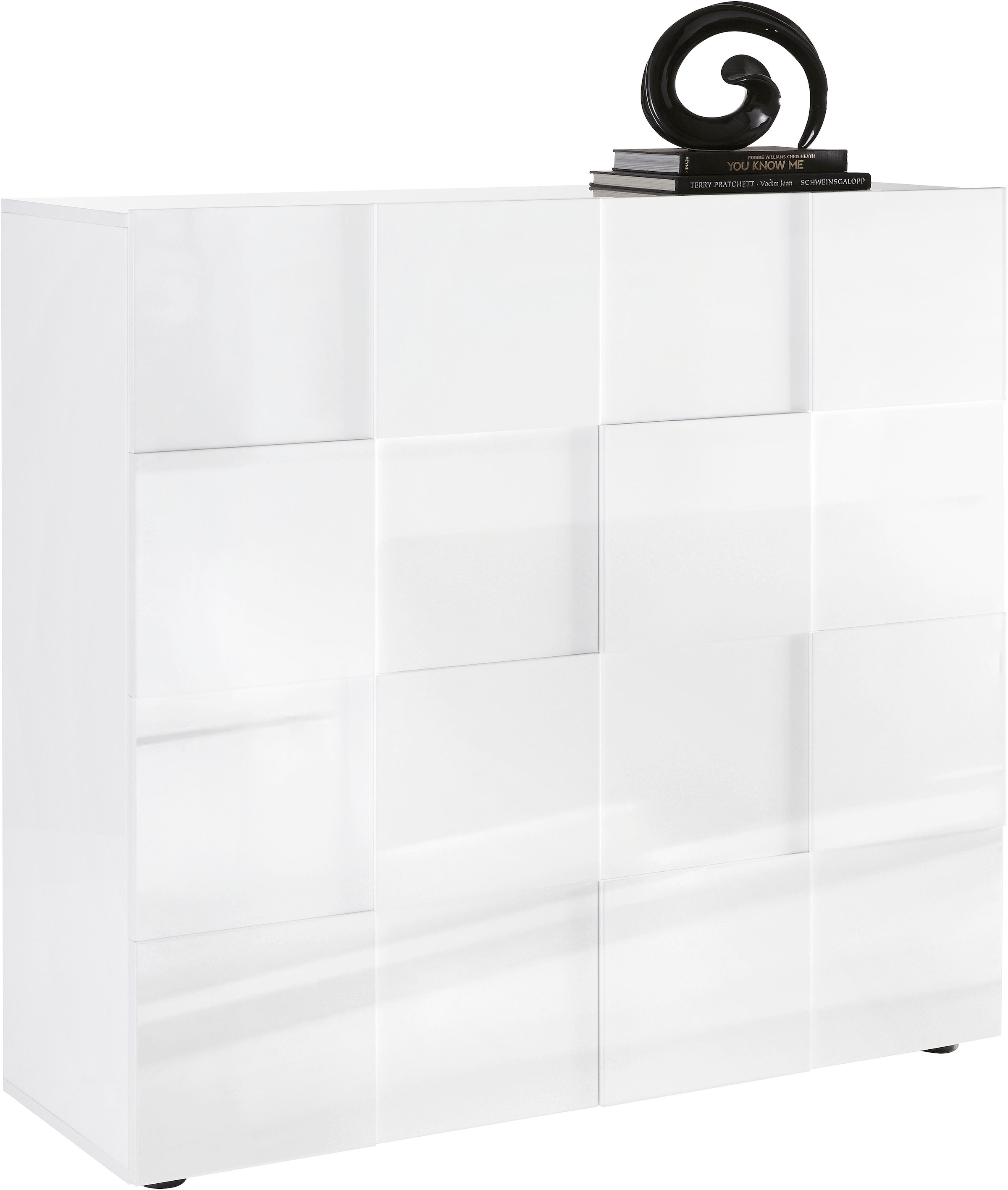 INOSIGN Highboard »Dama Höhe 111 cm, Breite 121 cm, Kommode 2 Türen, Hochkommode«, Front in 3D-Optik, viel Stauraum, verschiedene Farben