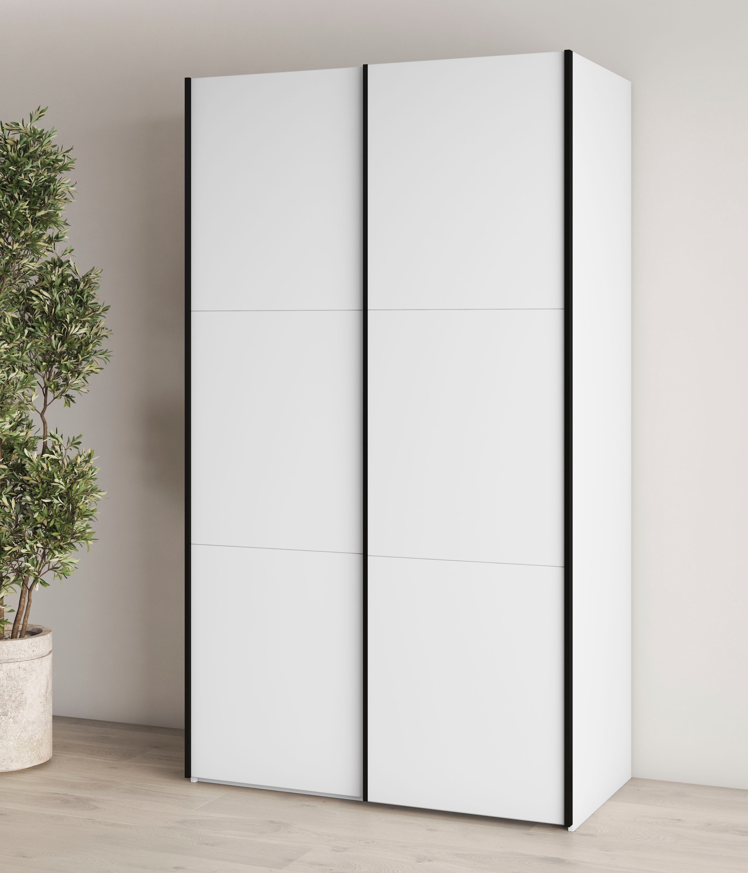 GOODproduct Kleiderschrank »Eastvale, 120x64x210cm, ideal für kleine Räume oder Nischen« Schrank mit Schwebetüren, FSC-zertifiziert, Metallgriffe