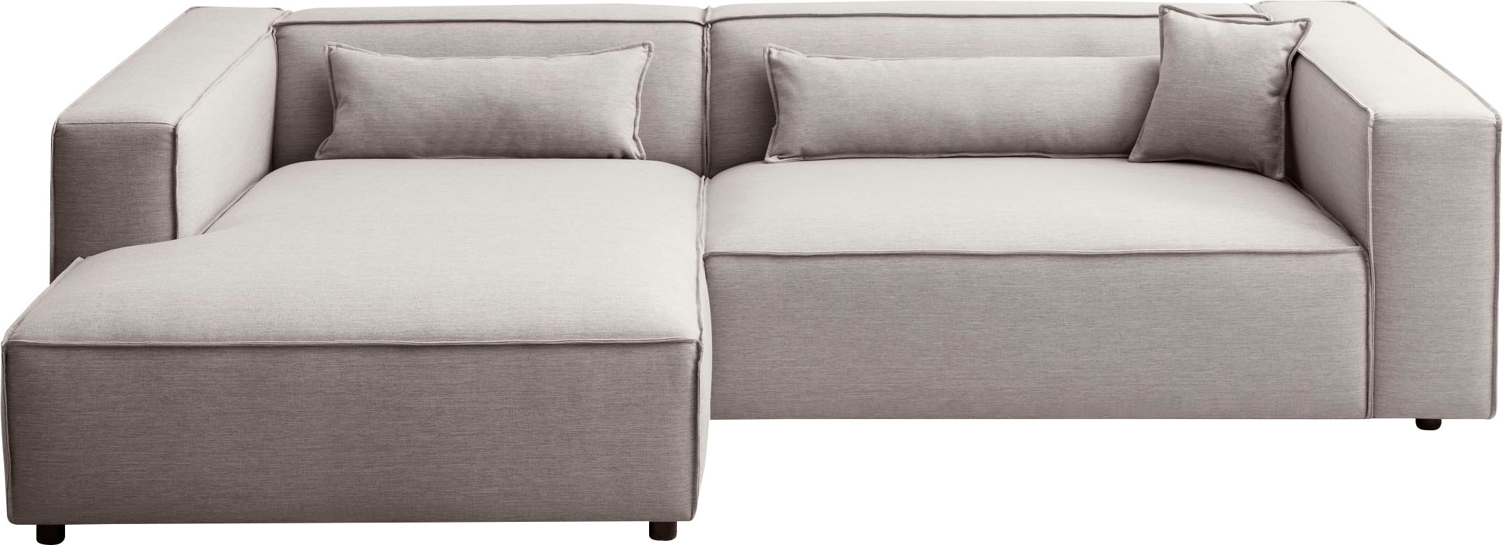 LeGer Home by Lena Gercke Ecksofa »PIARA XXL, Big-Sofa in Cord oder Leinenoptik, L-Form, mit Kedernaht«, wahlweise Ottomane rechts/links, schwarze Füsse, extra tiefe Sitzfläche