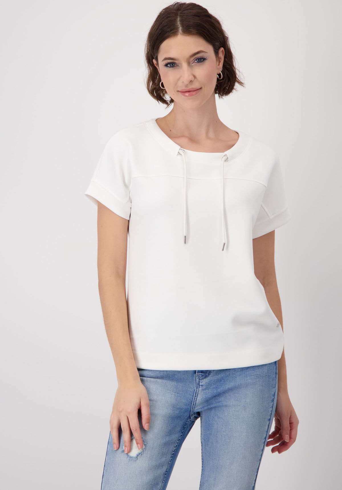 Monari Sweatshirt »Sweatshirt Schmuckdetail«, mit Kordeldurchzug