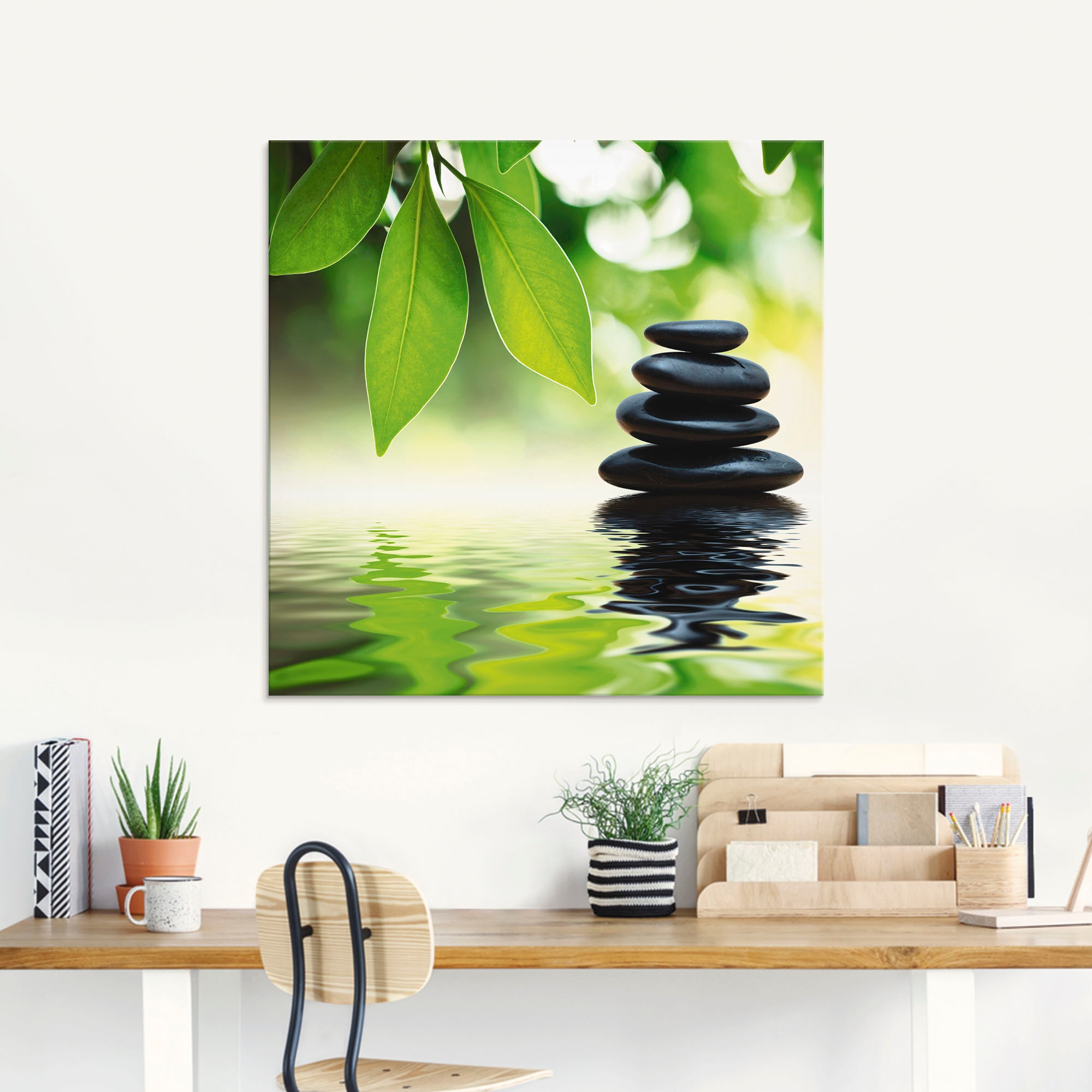 Artland Glasbild »Zen Steinpyramide auf Wasseroberfläche«, Zen, (1 St.), in verschiedenen Grössen