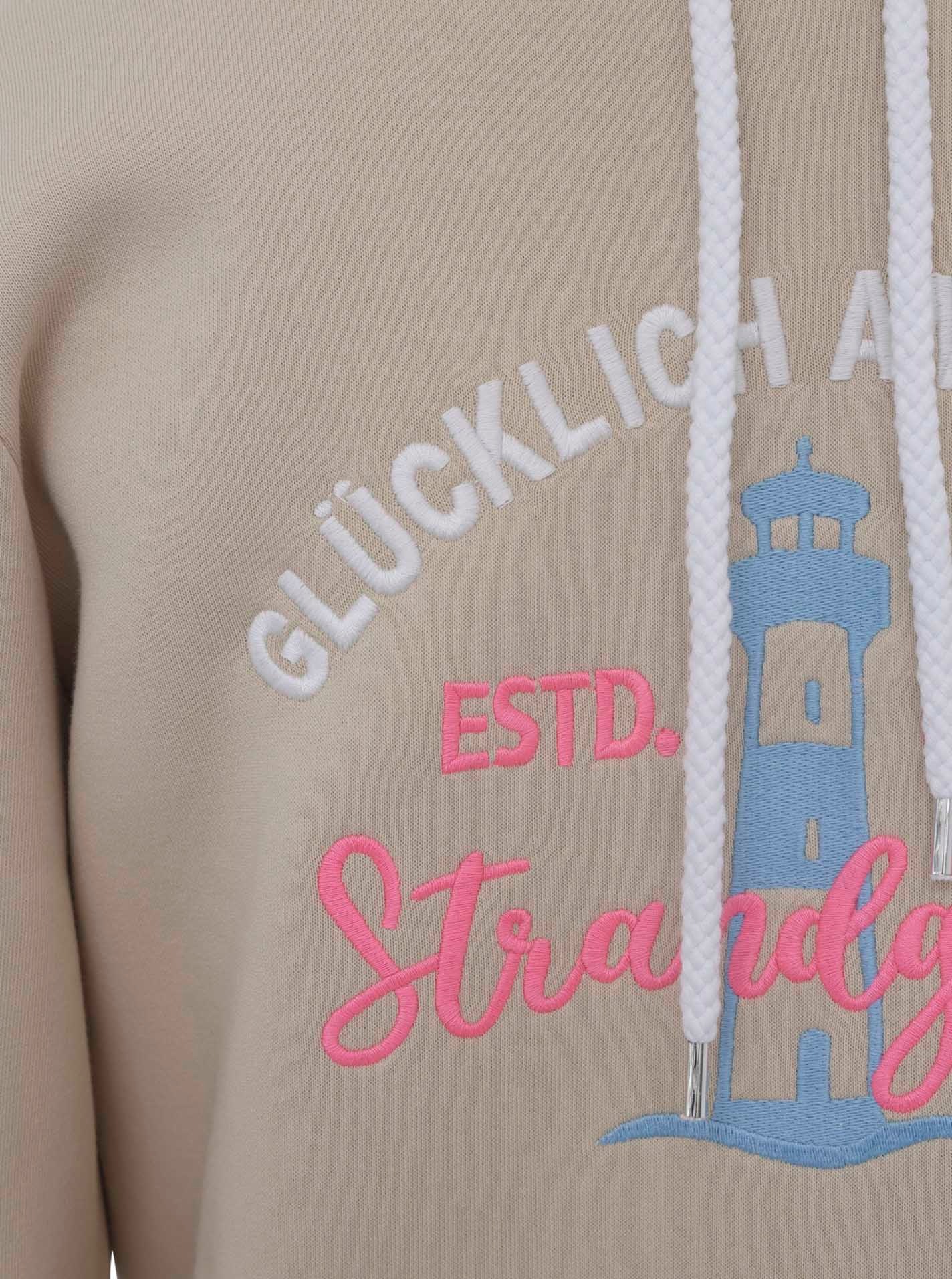 Zwillingsherz Hoodie »"Glücklich am Strand"«, mit maritimer Stickerei, Kängurutaschen