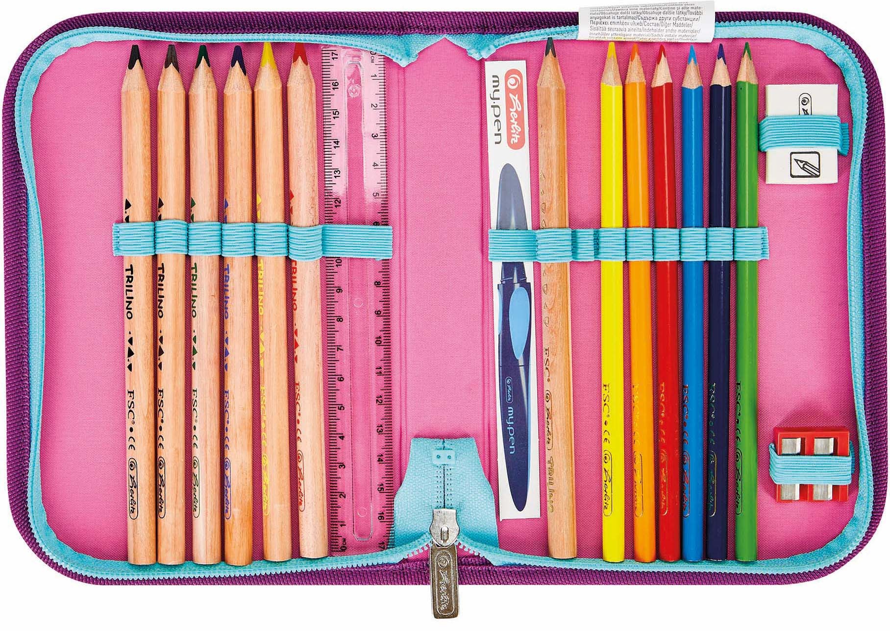 Herlitz Schulranzen »FiloLight Plus, Sea Bubbles«, Floureszierende Flächen-reflektierende Streifen auf den Schultergurten-Reflektoren, mit Sportbeutel, Etui, Faulenzer und Sportbeutel