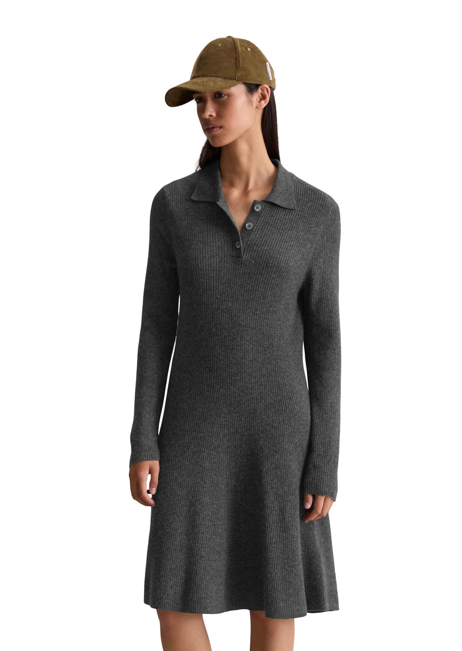 Marc O'Polo DENIM Polokleid Strickkleid aus softem Schurwolle-Mix, A-Shape