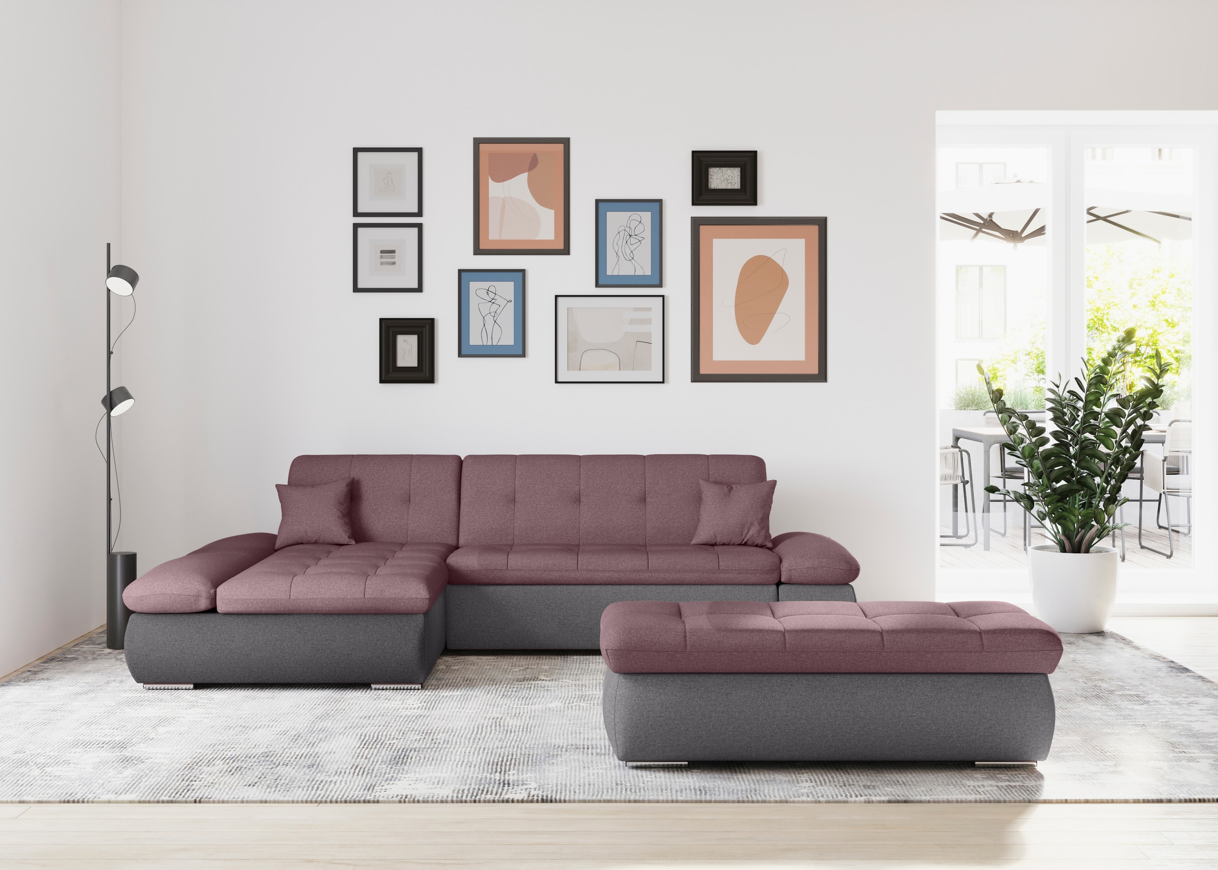 DOMO collection Ecksofa »Moric B/T/H 300/172/80 cm, auch in Cord, L-Form«, XXL-Format, wahlweise auch mit Bettfunktion und Armverstellung