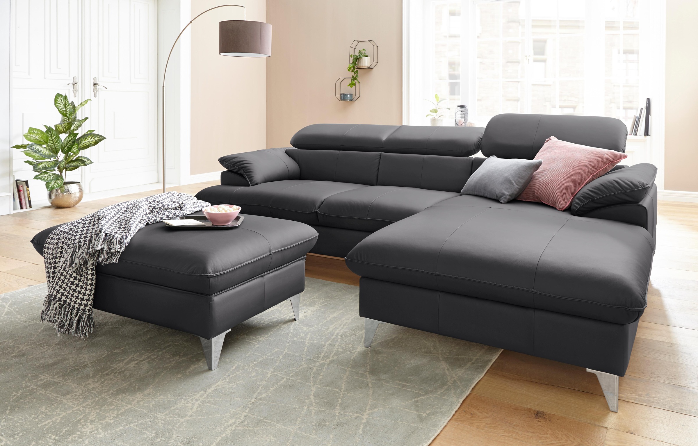 COTTA Ecksofa »Caluso L-Form«, mit Kopfteilverstellung, wahlweise mit Bettfunktion & Bettkasten