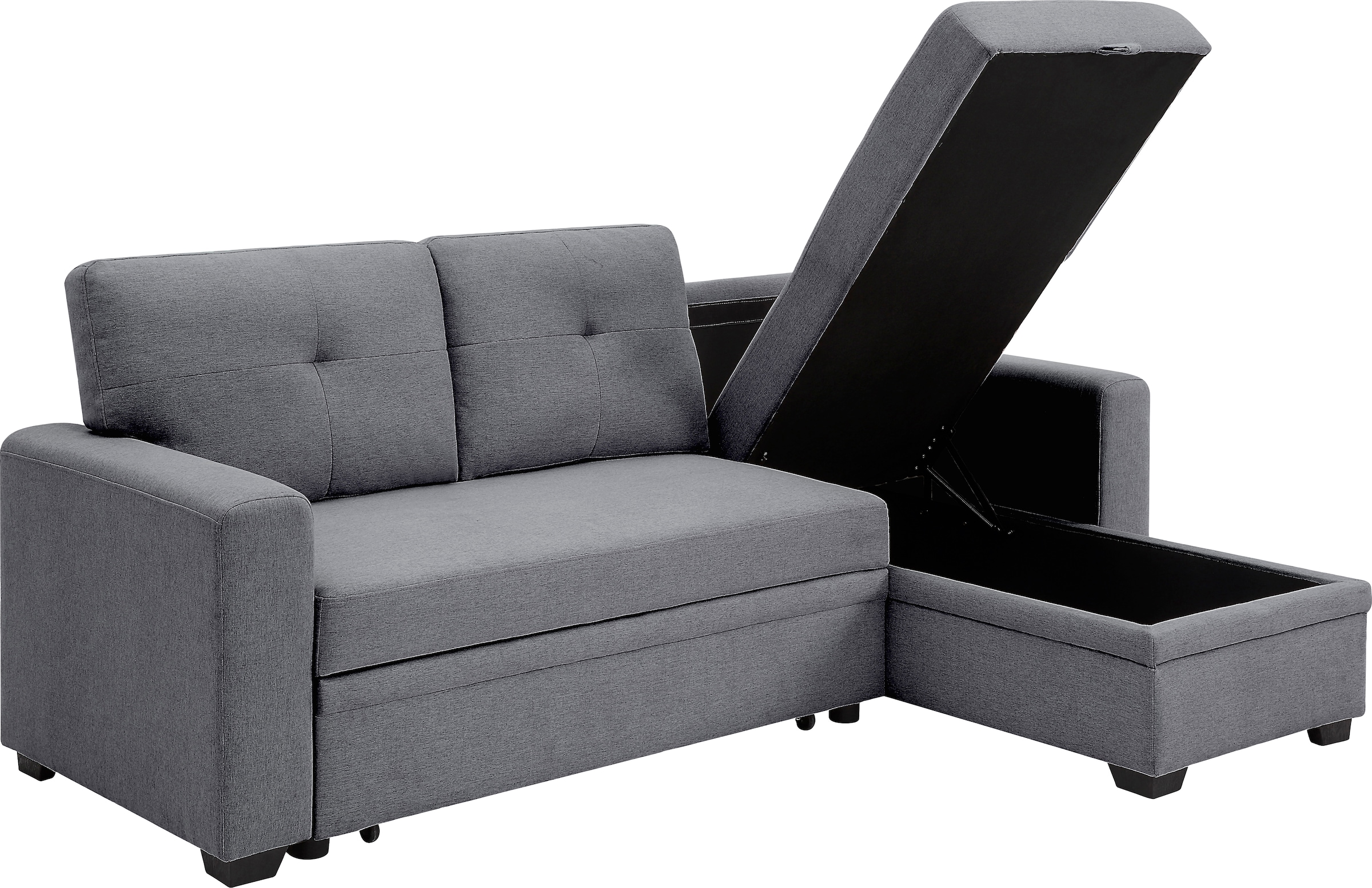ATLANTIC home collection Ecksofa »Gerrit L-Form«, Schlafsofa, mit Bettkasten, Recamiere rechts oder links montierbar