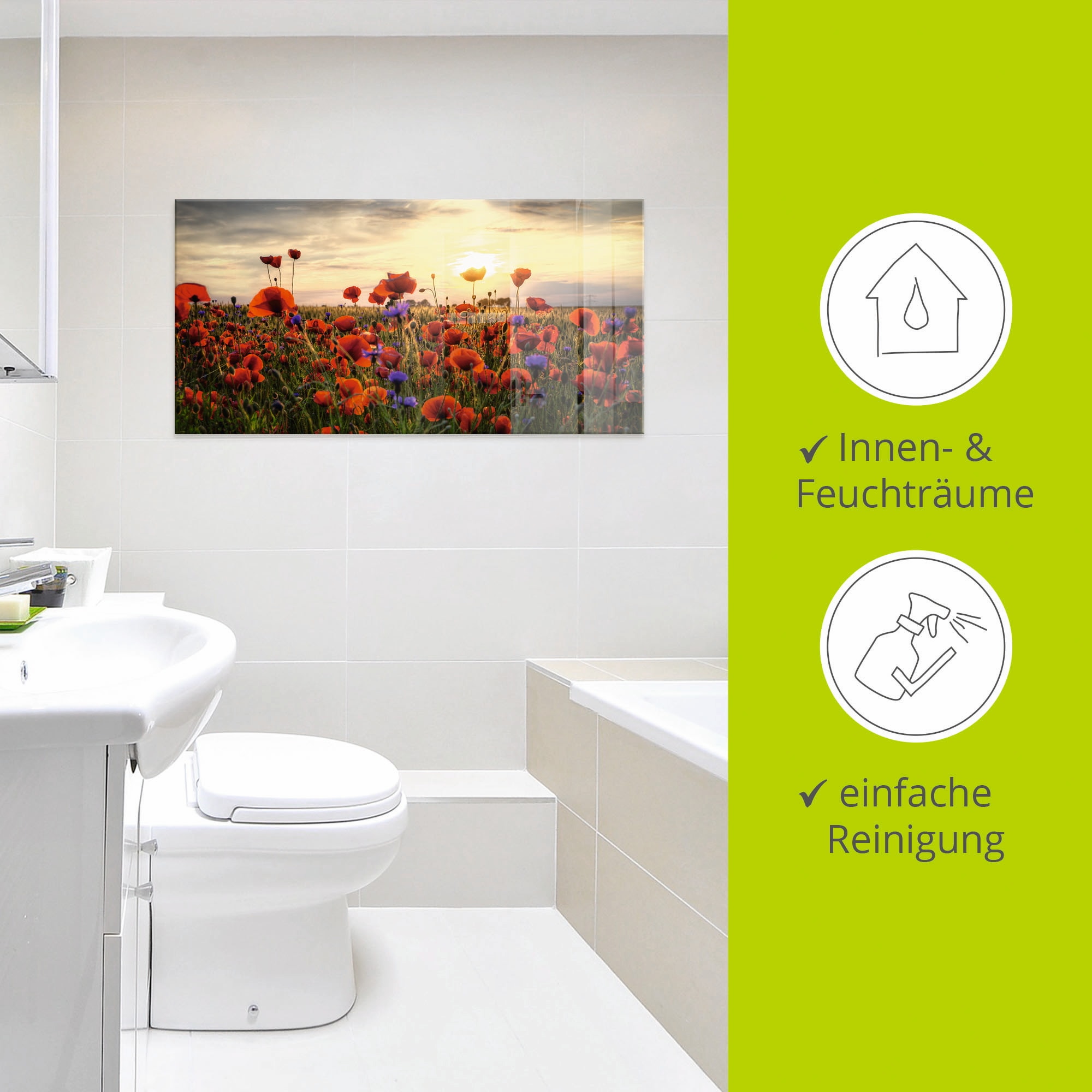Artland Glasbild »Mohnblumen«, Blumen, (1 St.), in verschiedenen Grössen