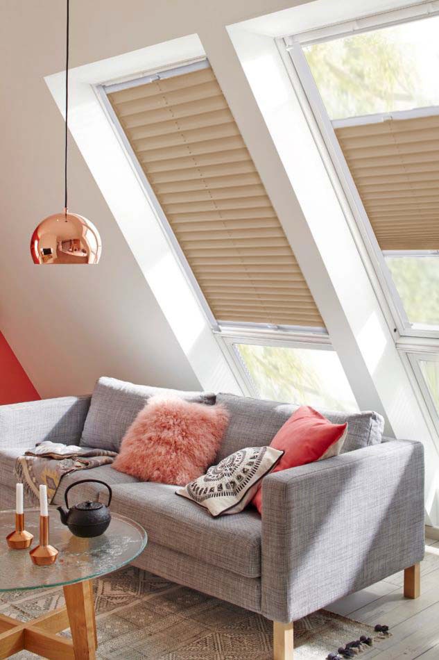 sunlines Dachfensterplissee "Classic Style Crepe" Lichtschutz verspannt mit Führungsschienen