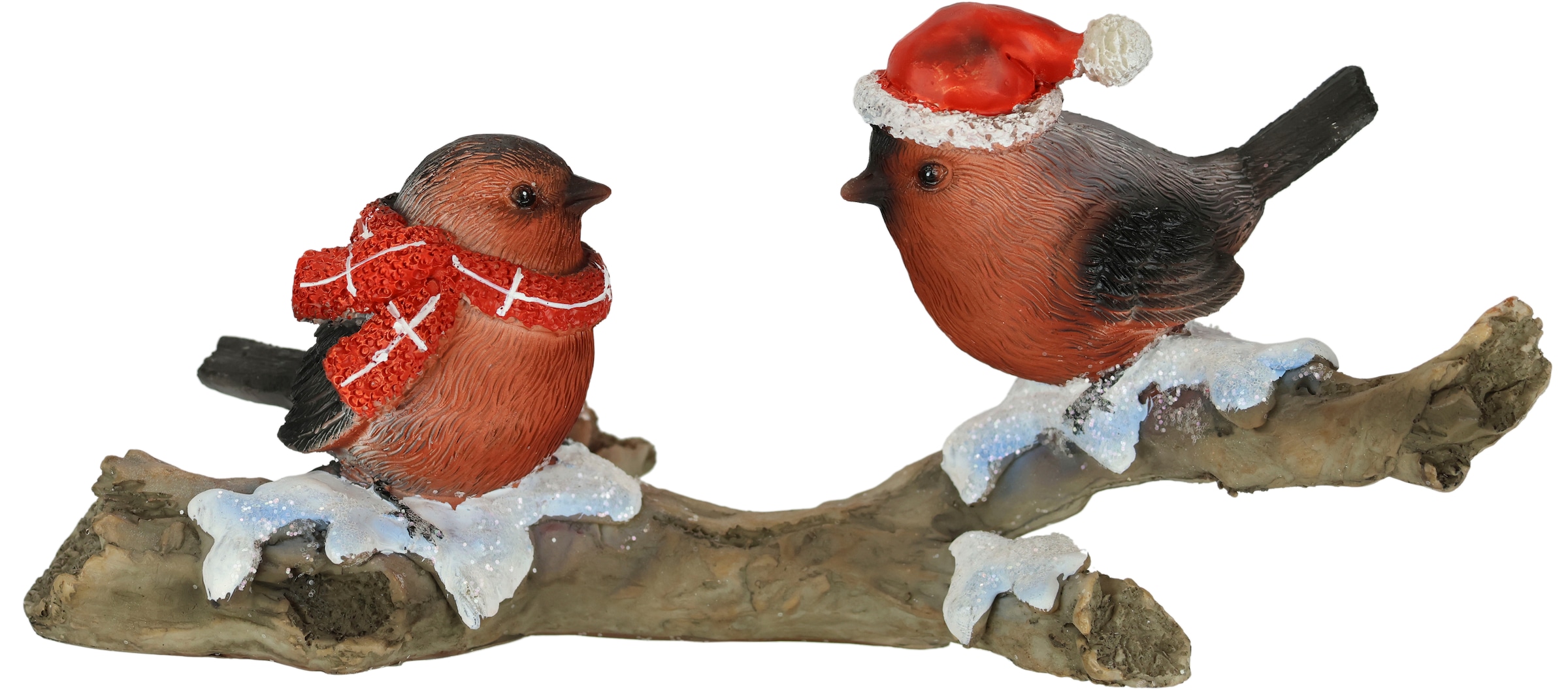 I.GE.A. Dekofigur »Vögel auf Baumstamm«, Tierfigur auf Ast Statue Herbstdeko Winterdeko Weihnachtsdeko Deko