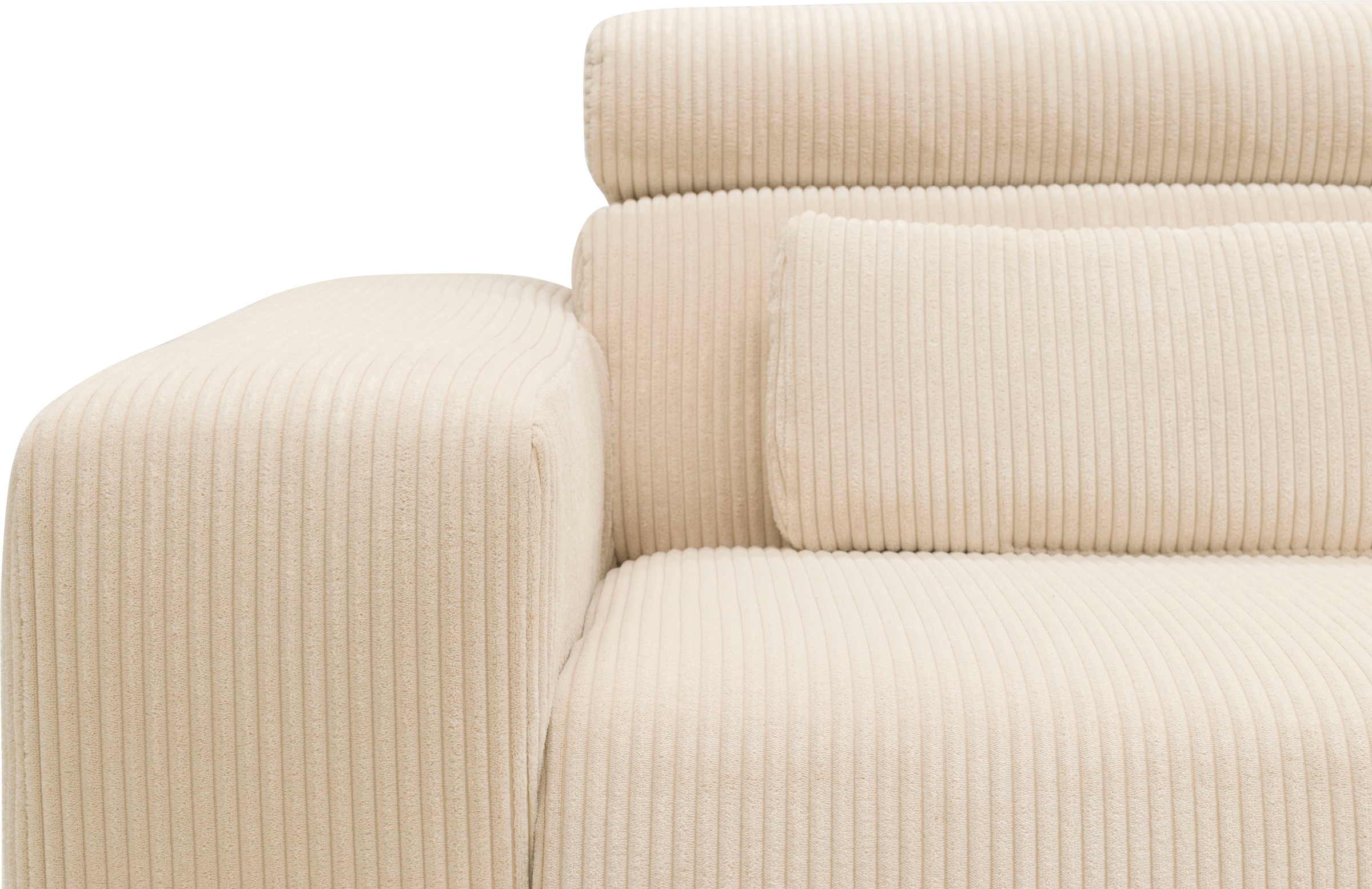 DOMO collection Ecksofa »Brandon B/T: 289/177 cm, belastbar bis 140kg/ Sitz, L-Form«, mit Sitztiefenverstellung, Cord, creme