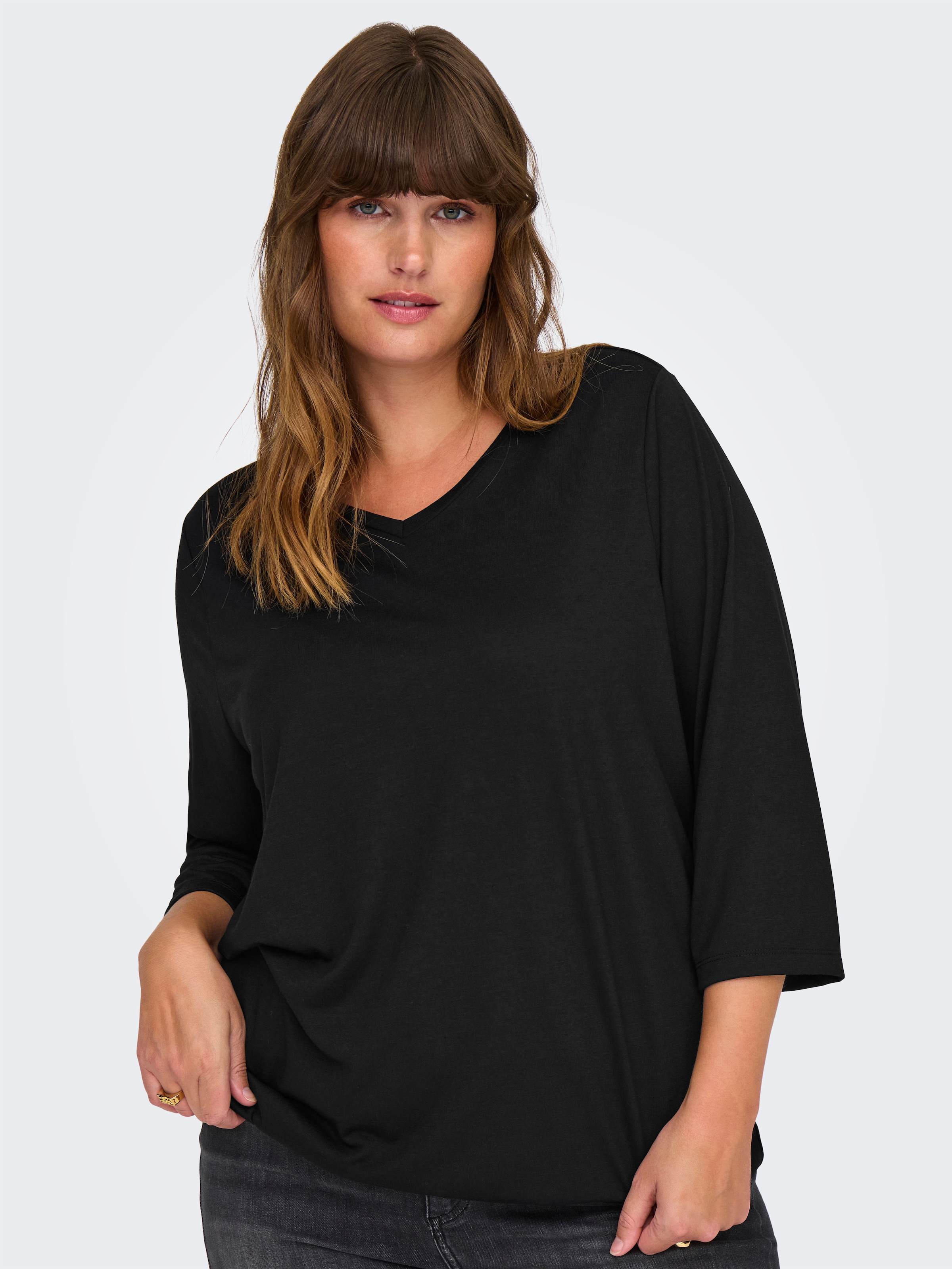 ONLY CARMAKOMA 3/4-Arm-Shirt »CARCARLINNE V-NECK 3/4 TOP JRS BF«