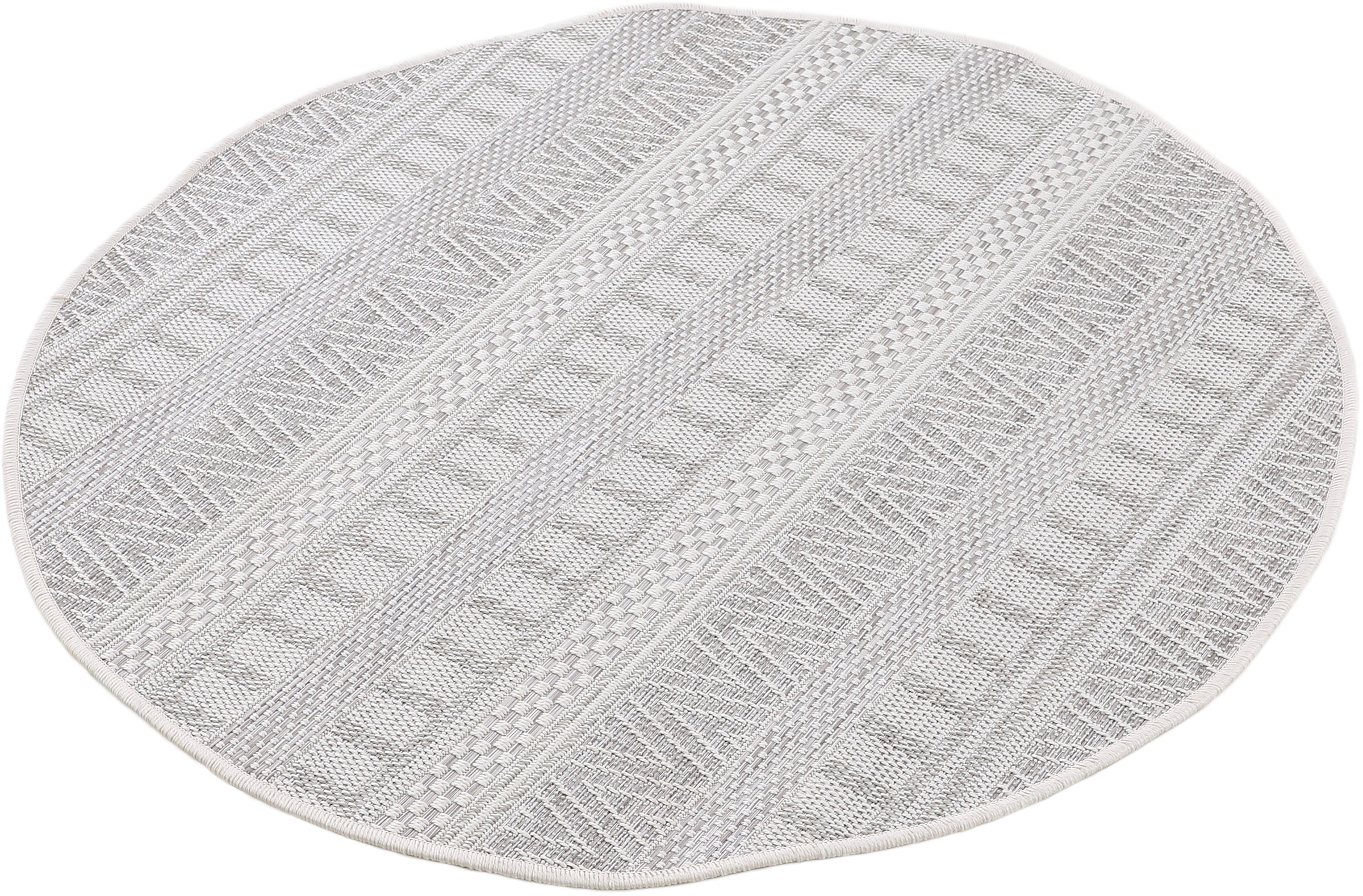 carpetfine Teppich »Boho 100«, rund, 4 mm Höhe, robustes Flachgewebe, Sisal Optik, UV-beständig, Aussenbereich