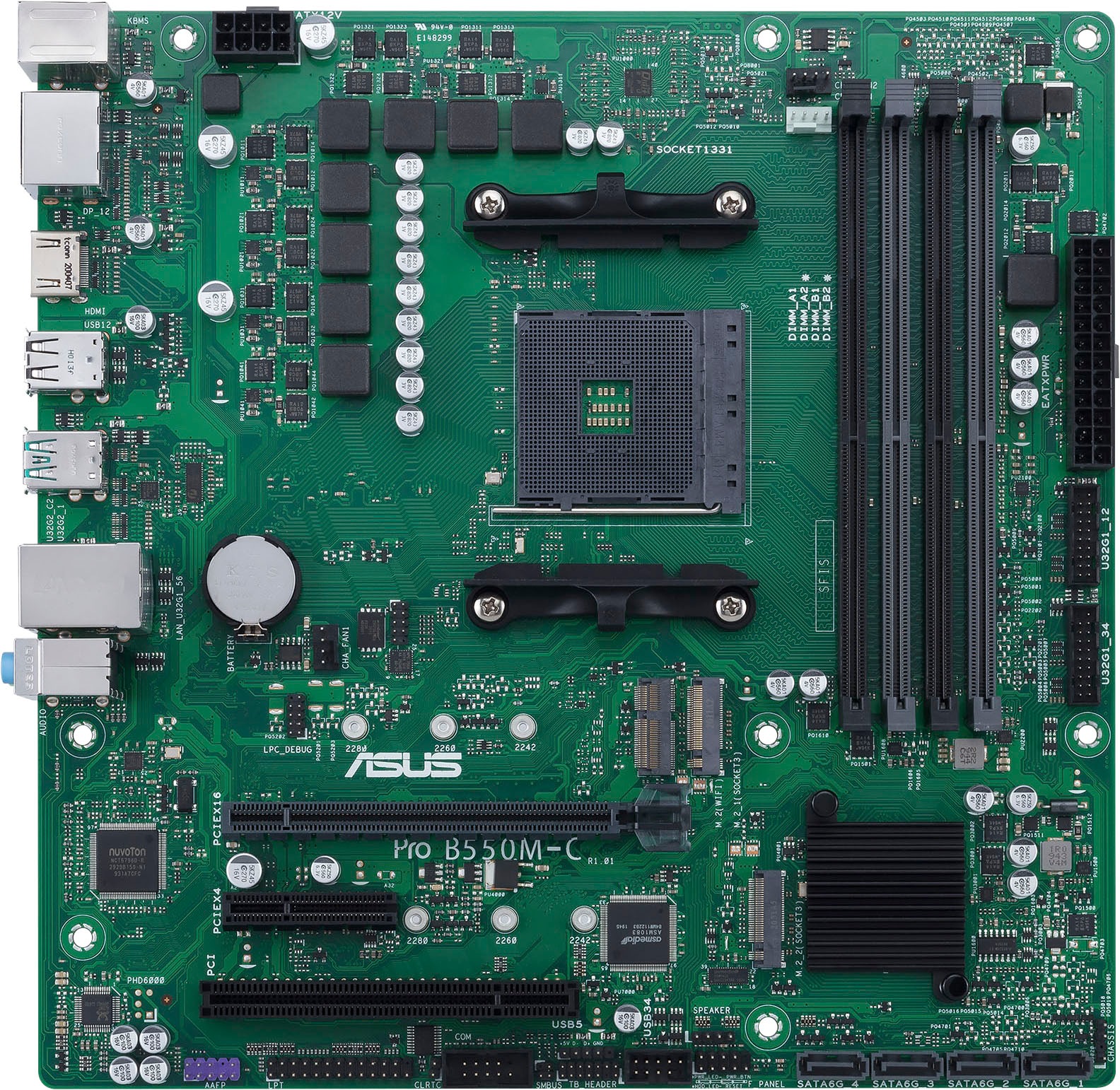 Asus Mainboard »B550M-C/CSM«, B550, Ryzen AM4, Micro-ATX, 2x M.2, PCIe 4.0, 1Gbit/s Ethernet