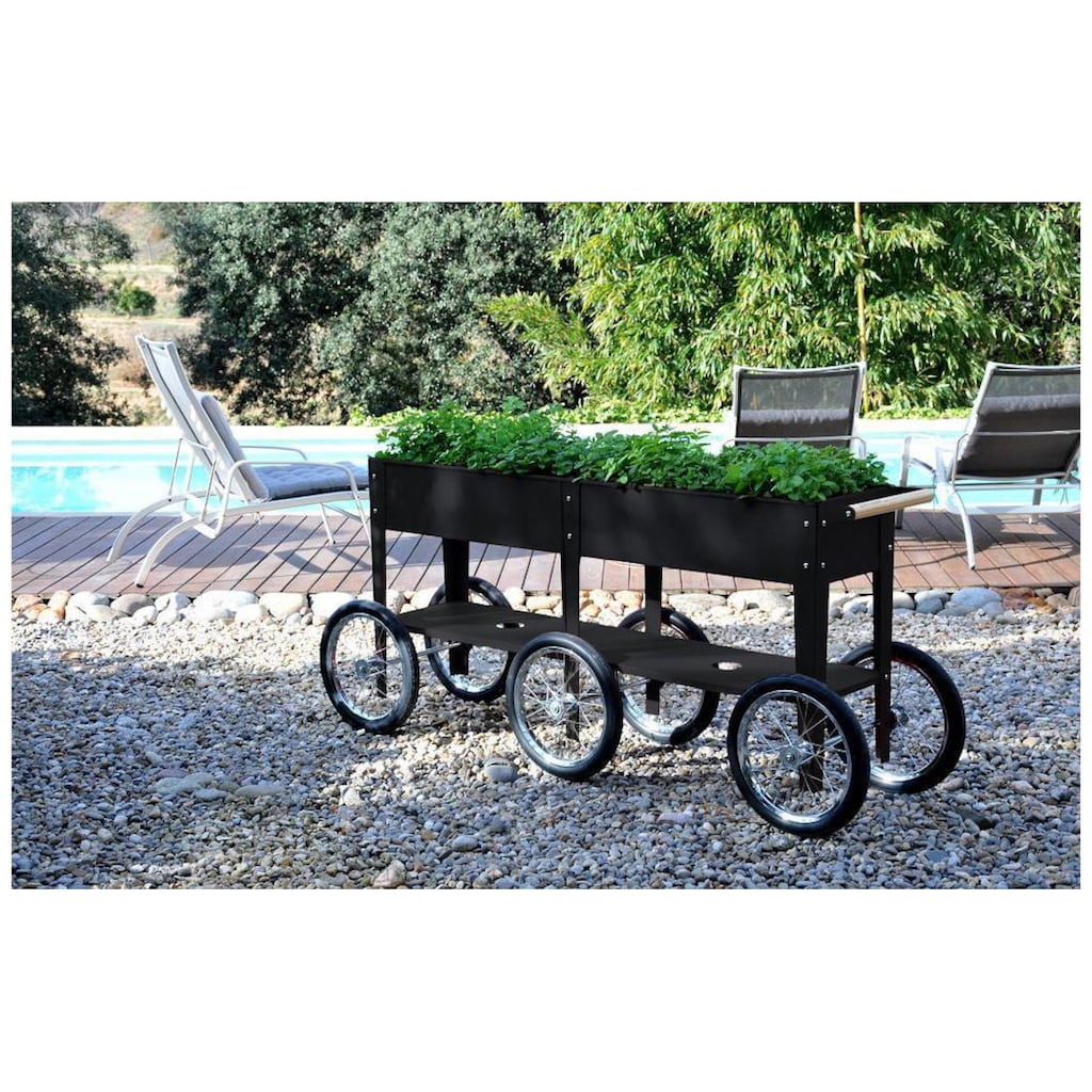 Herstera Garden Hochbeet »Urban Garden Wheels, 150 x 35 x 80 cm, Matt Black«