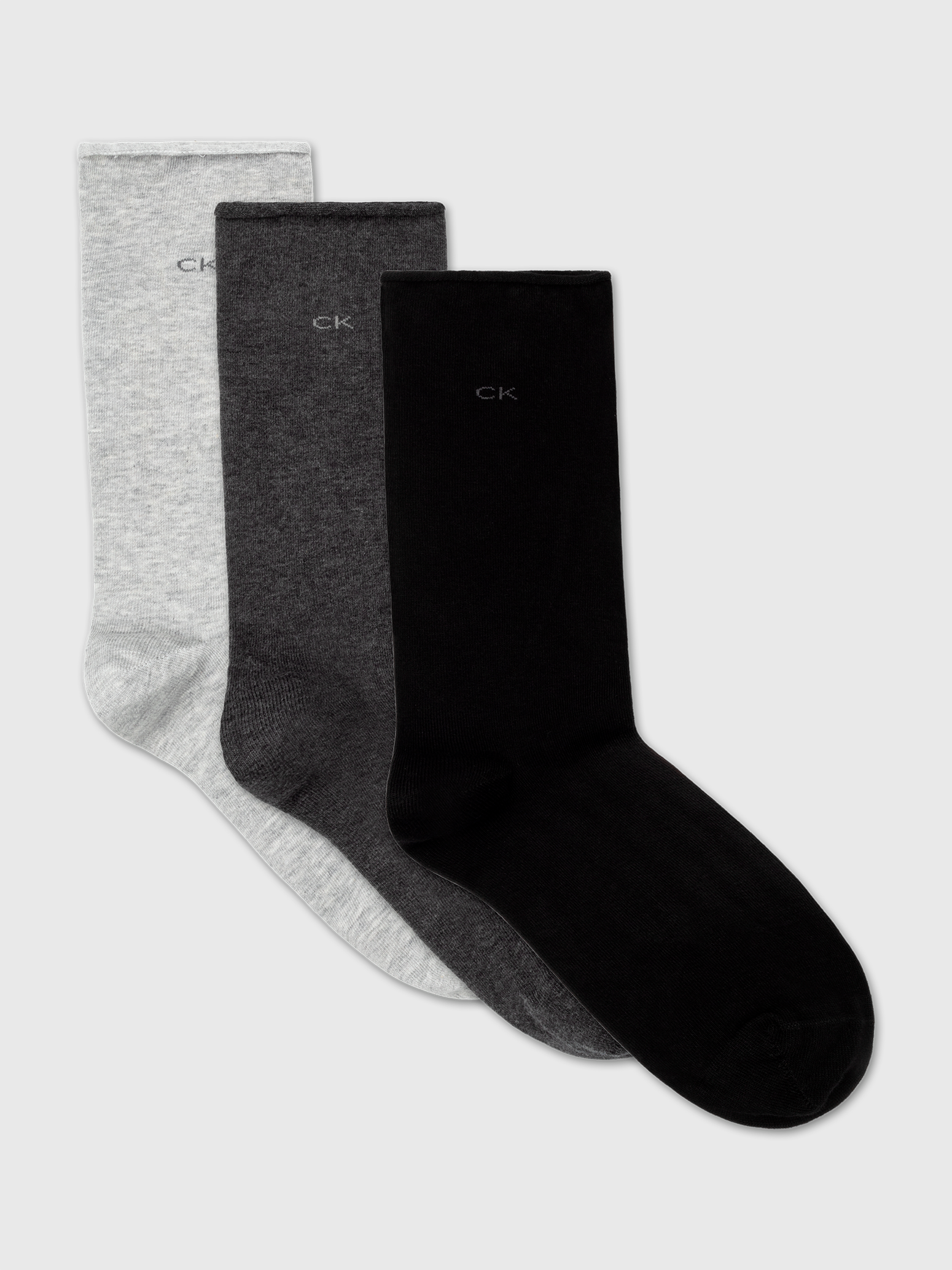 Calvin Klein Jeans Socken »CK WOMEN SOCK 3P ROLL TOP«, (3 Paar), Mit kleinem Rollrand, Einheitsgrösse passend von Gr. 37-41