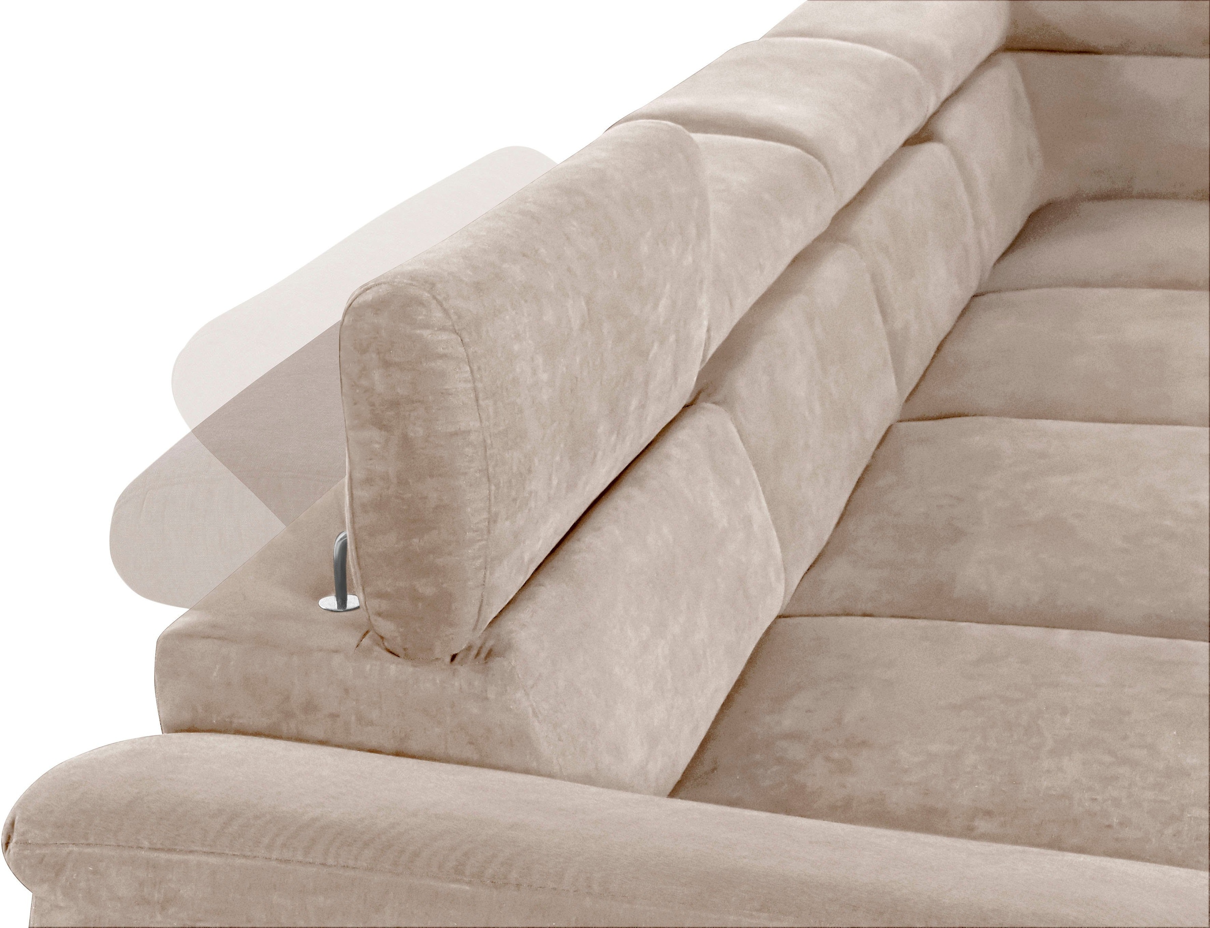 COTTA Polstergarnitur »Komaris U-Form«, (Set), Set bestehend aus: Wohnlandschaft mit Kopfteilverstellung & Hocker