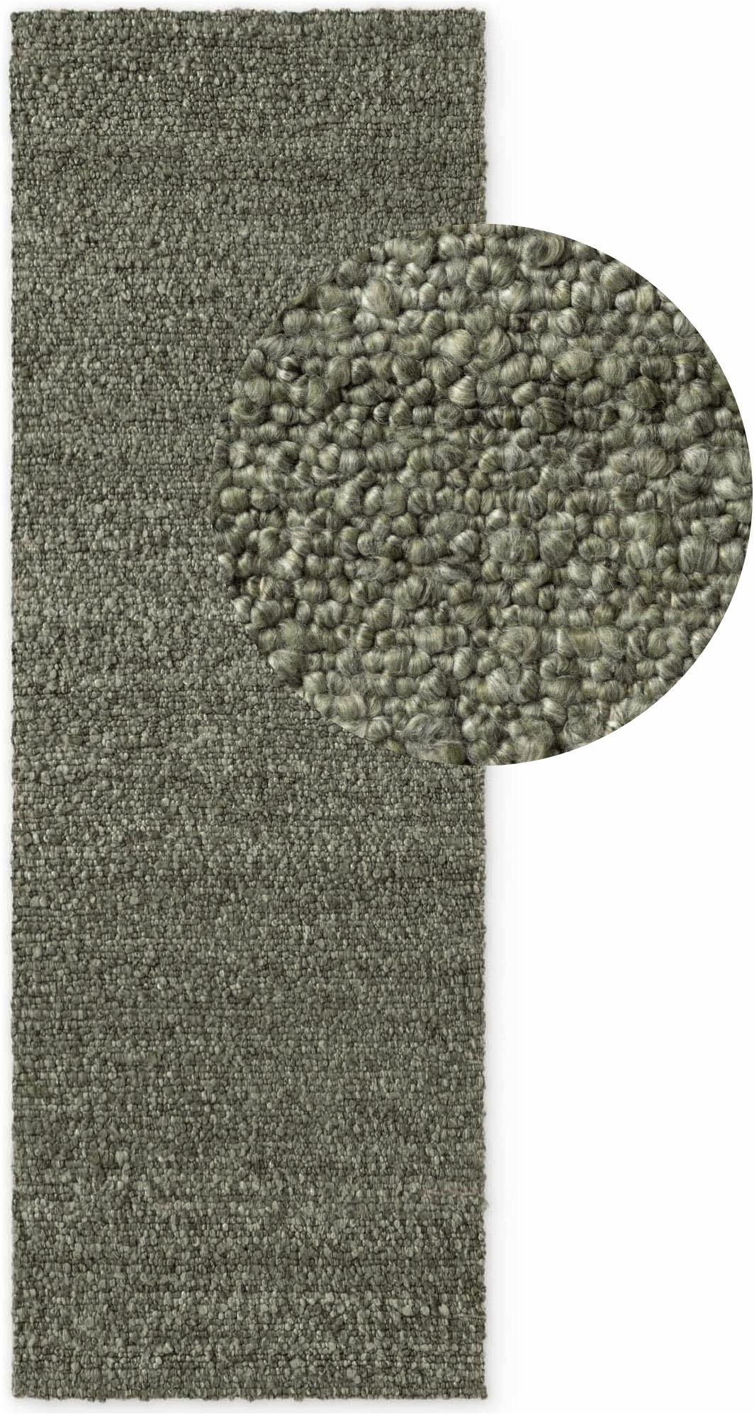 THE RUGS Portobello Soft Polyester Rug & Runner Living Room in Green | Size: 80cm x 300cm