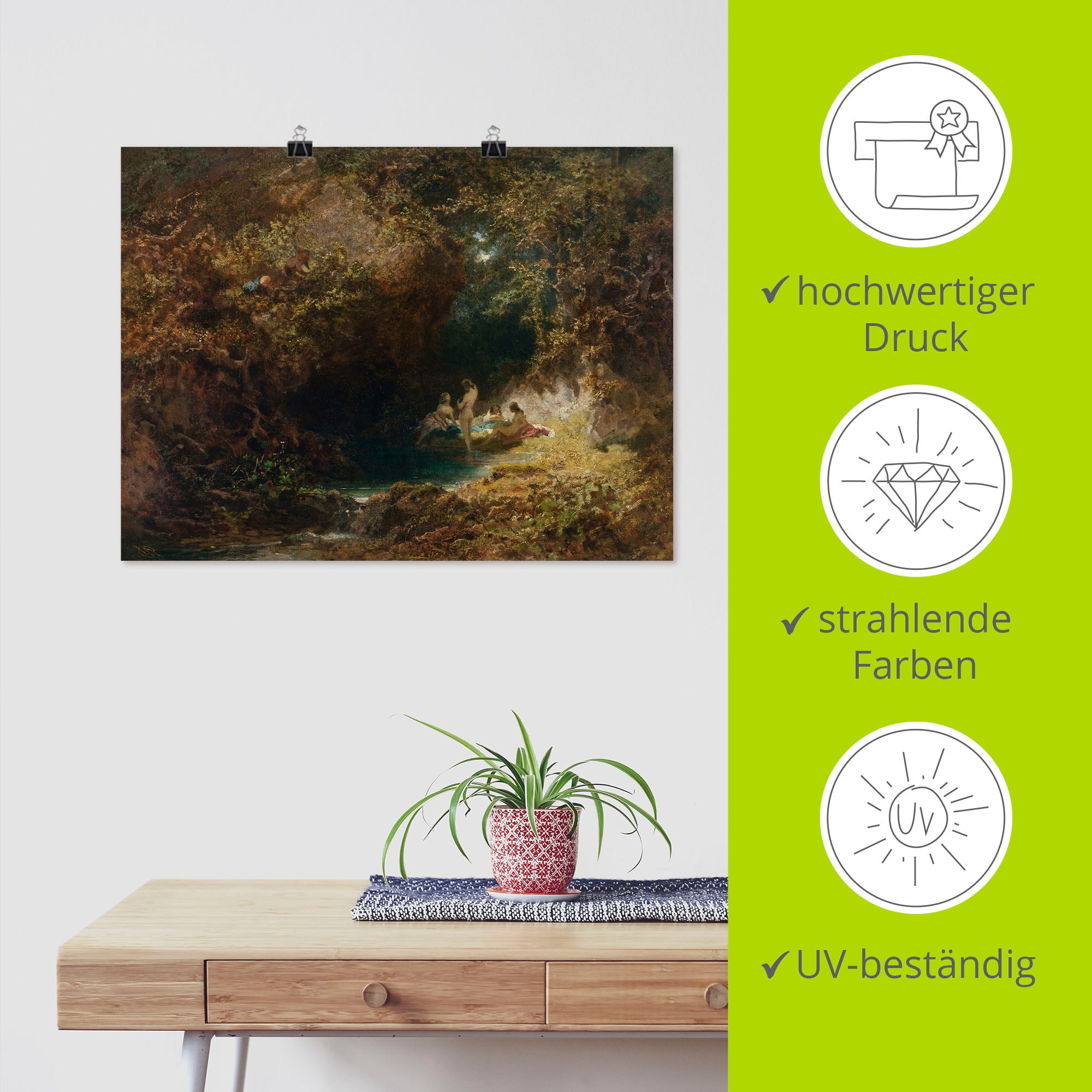 Artland Kunstdruck »Badende Nymphen«, Frau, (1 St.), als Leinwandbild, Wandaufkleber oder Poster in versch. Grössen