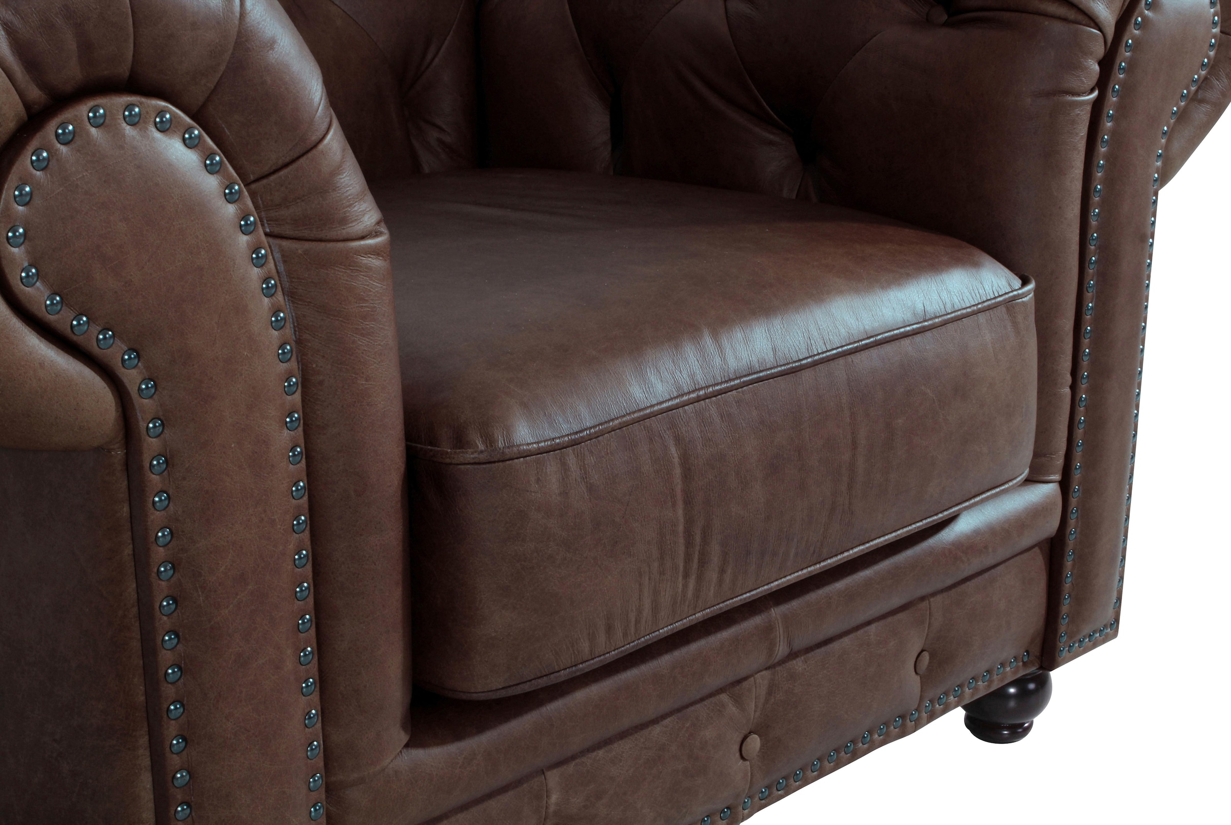 Max Winzer® Chesterfield-Sessel »Old England, Loungesessel, bequem, mit tollen Details«, Ledersessel mit Knopfheftung & Ziernägeln