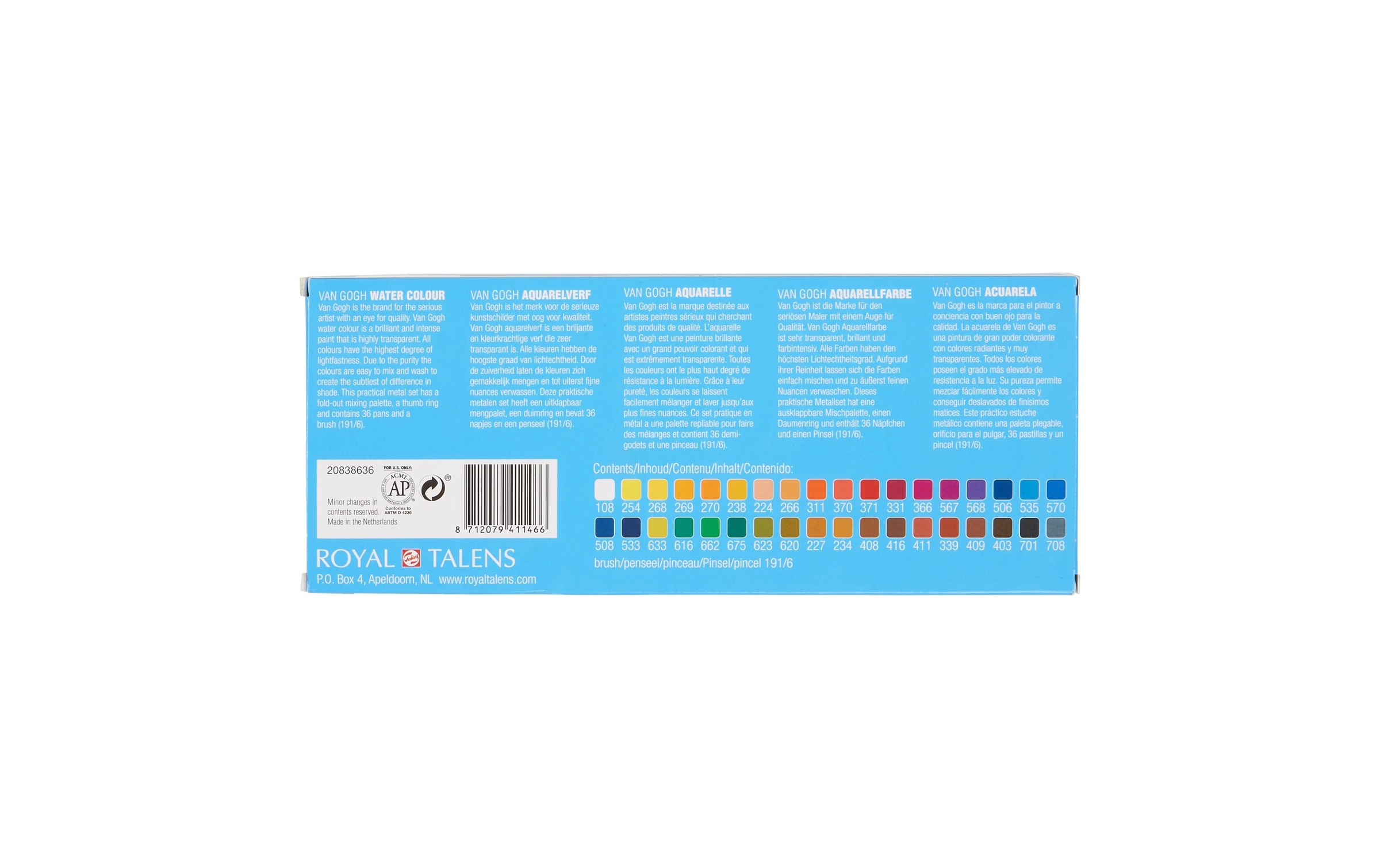 Aquarellfarbe »Van Gogh Malkasten 36er-Set, Mehrfarbig«