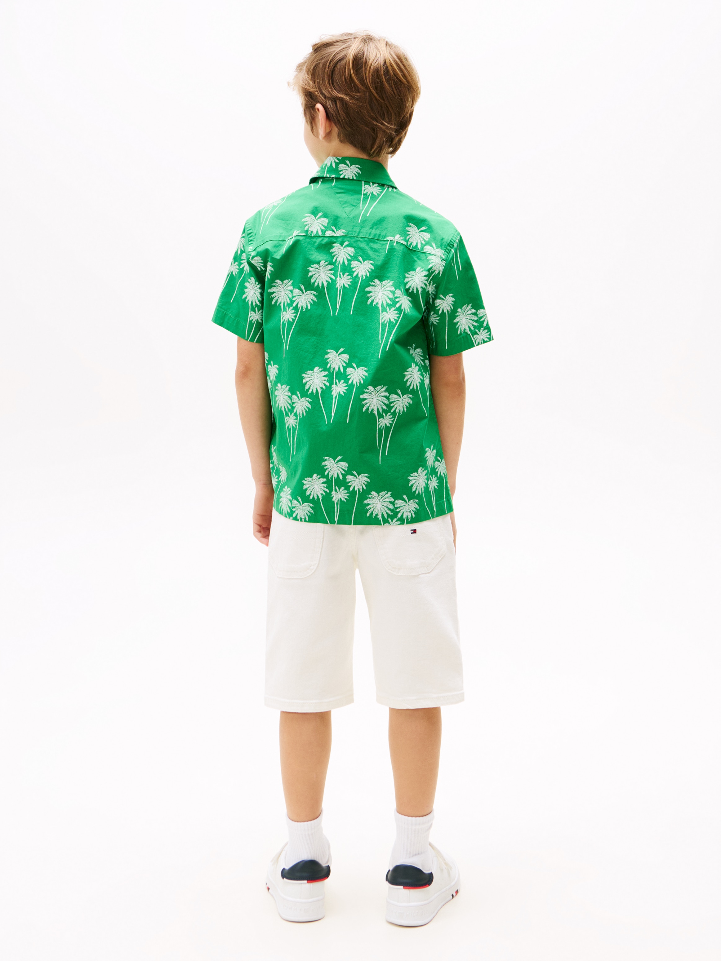 Tommy Hilfiger Kurzarmshirt »STRETCH POPLIN PRINTED SHIRT SS«, mit Palmenprint