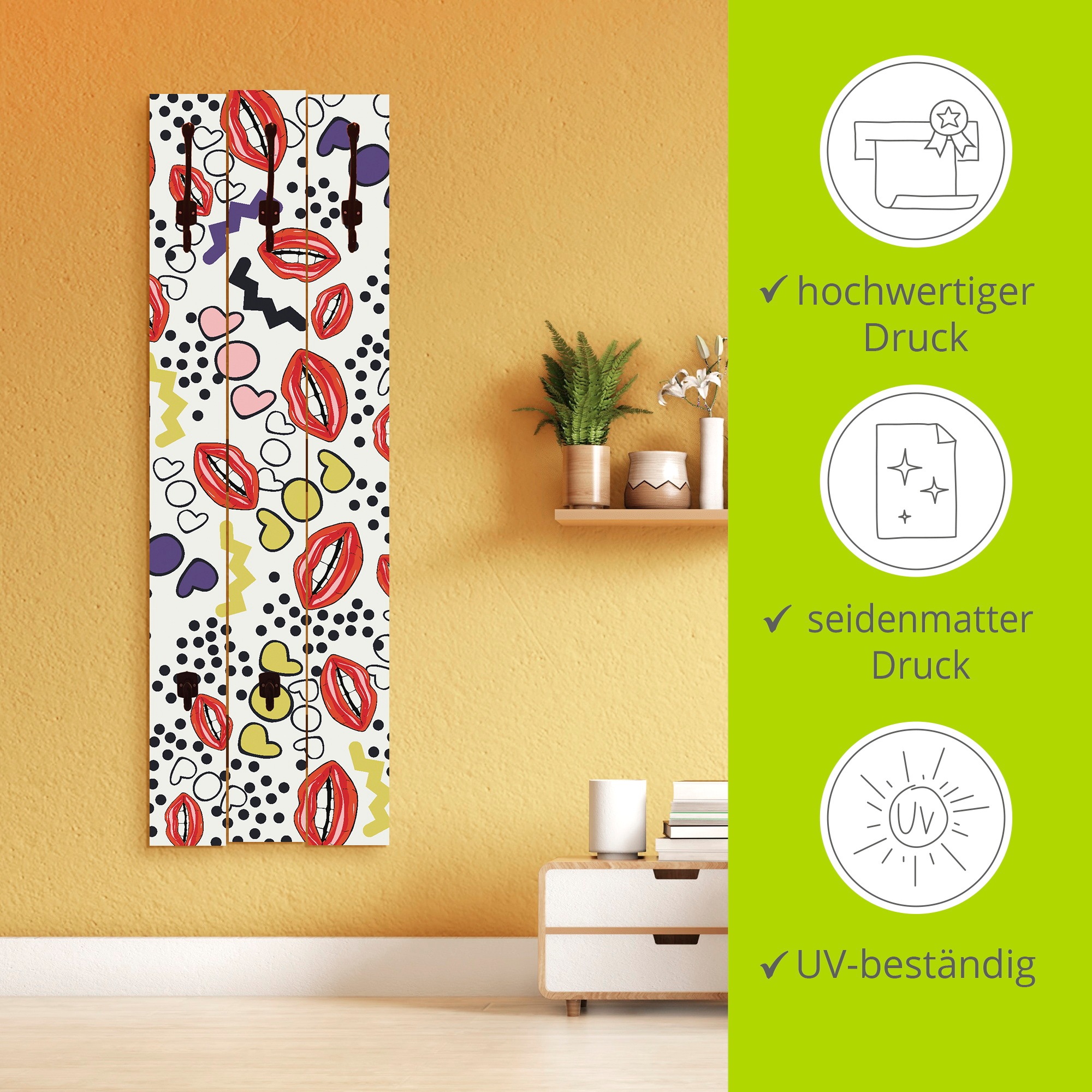 Artland Garderobenleiste »Mund mit Pop-Art«, teilmontiert